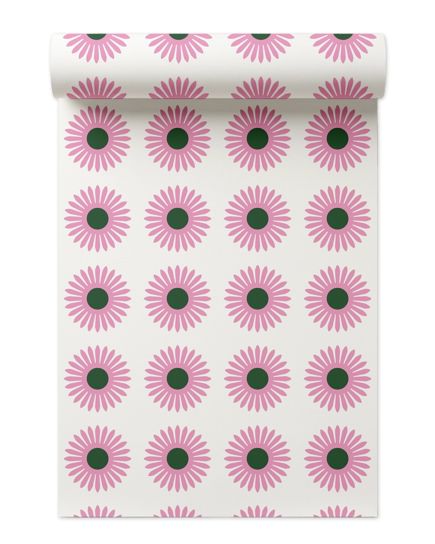 American Daisy Peel and Stick Wallpaper in white pink color - pattern number KK713_White_Pink_KH306 - by Katie Kime in the  collection