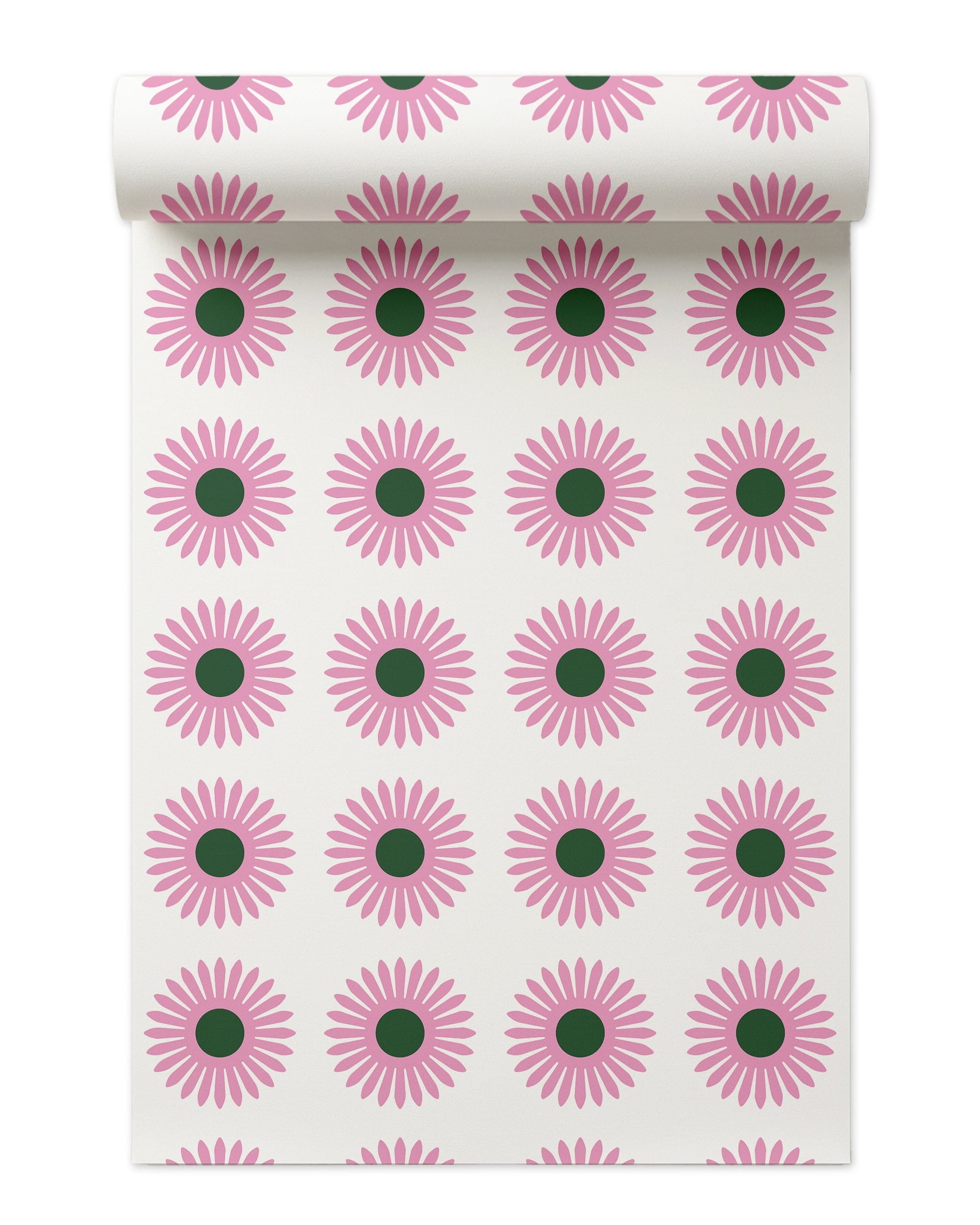 American Daisy Peel and Stick Wallpaper in white pink color - pattern number KK713_White_Pink_KH306 - by Katie Kime in the  collection
