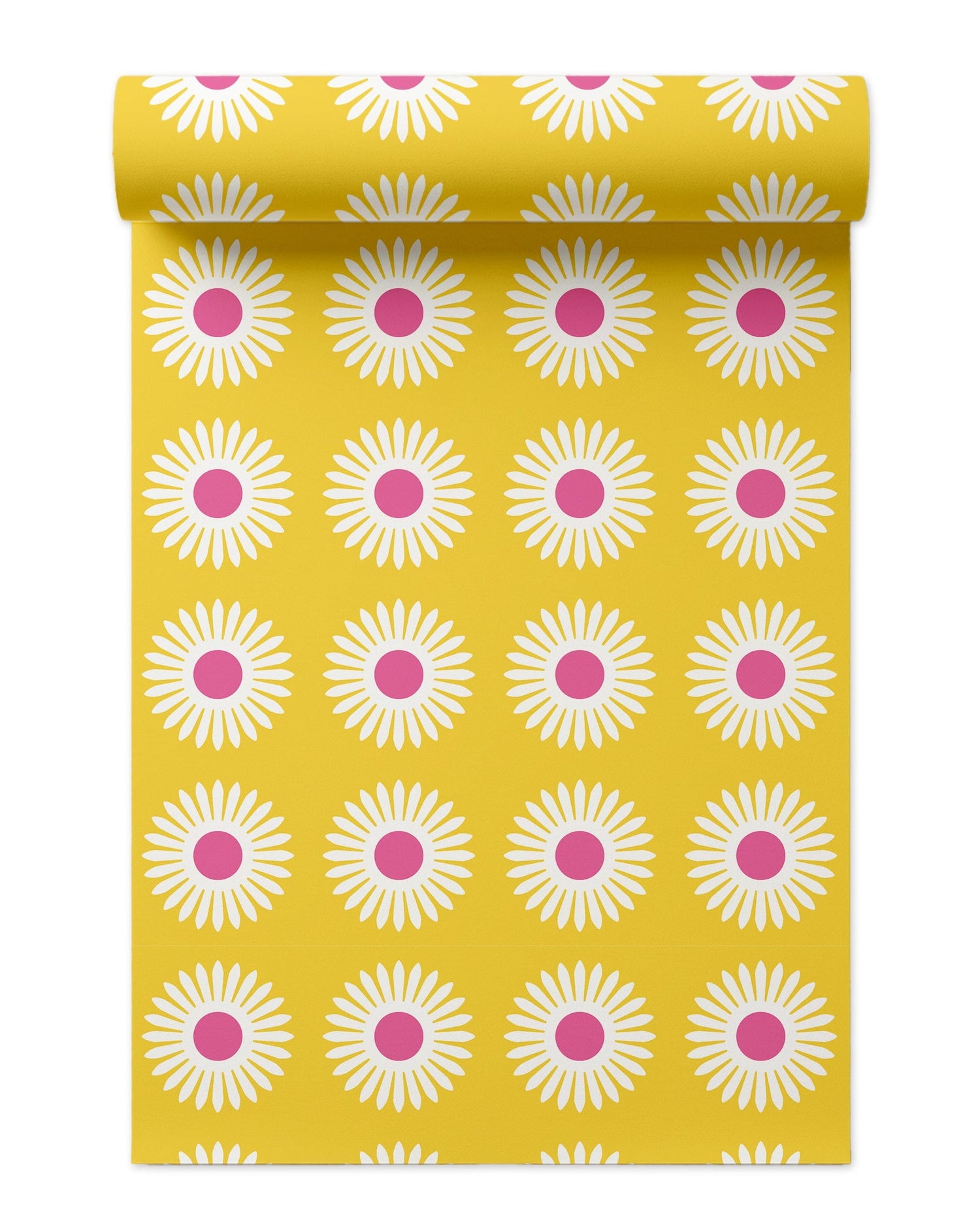 American Daisy Peel and Stick Wallpaper in yellow pink color - pattern number KK713_Yellow_Pink_KH306 - by Katie Kime in the  collection