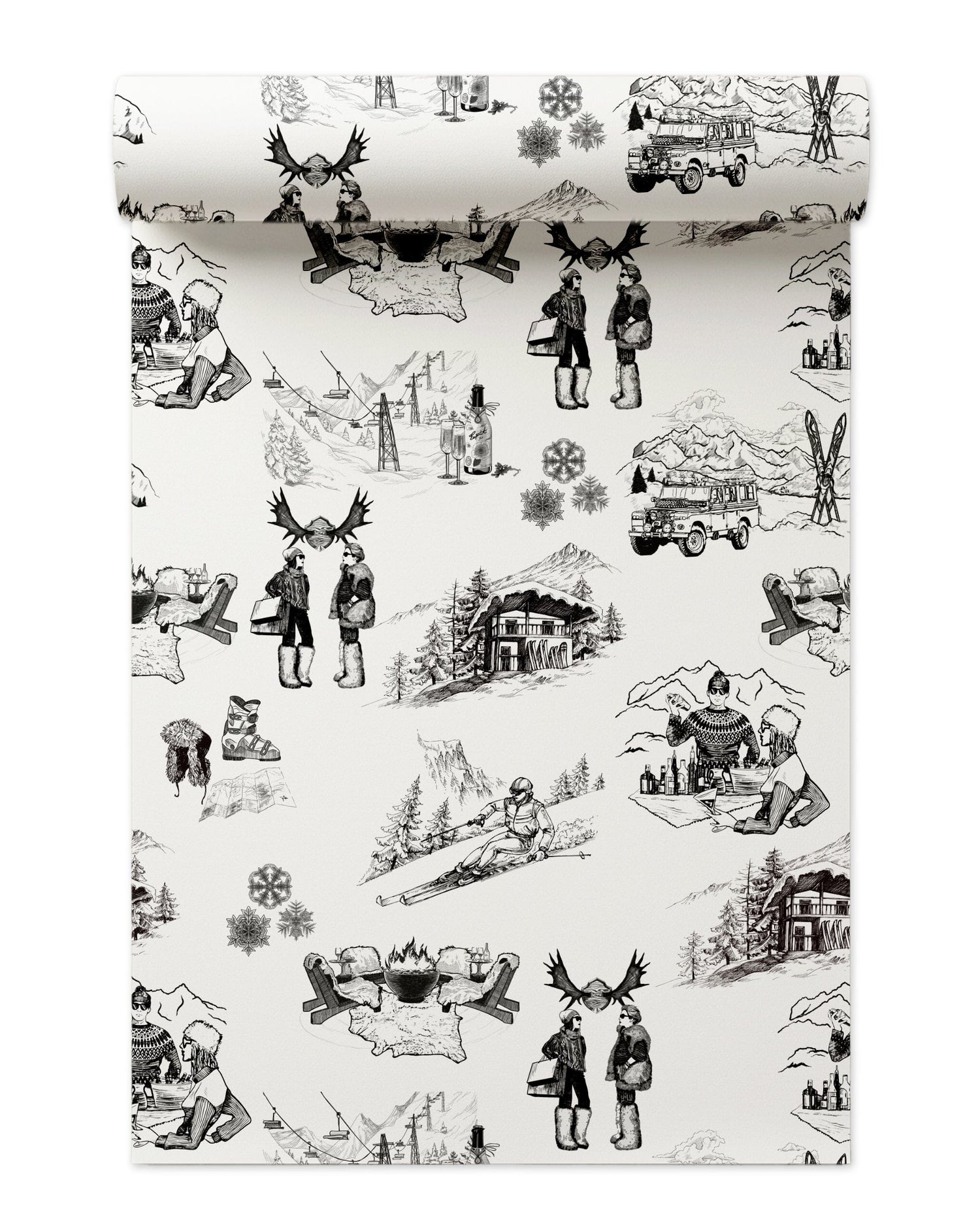 Après Ski Toile Peel and Stick Wallpaper in black color - pattern number KK181_Black_KH306 - by Katie Kime in the  collection