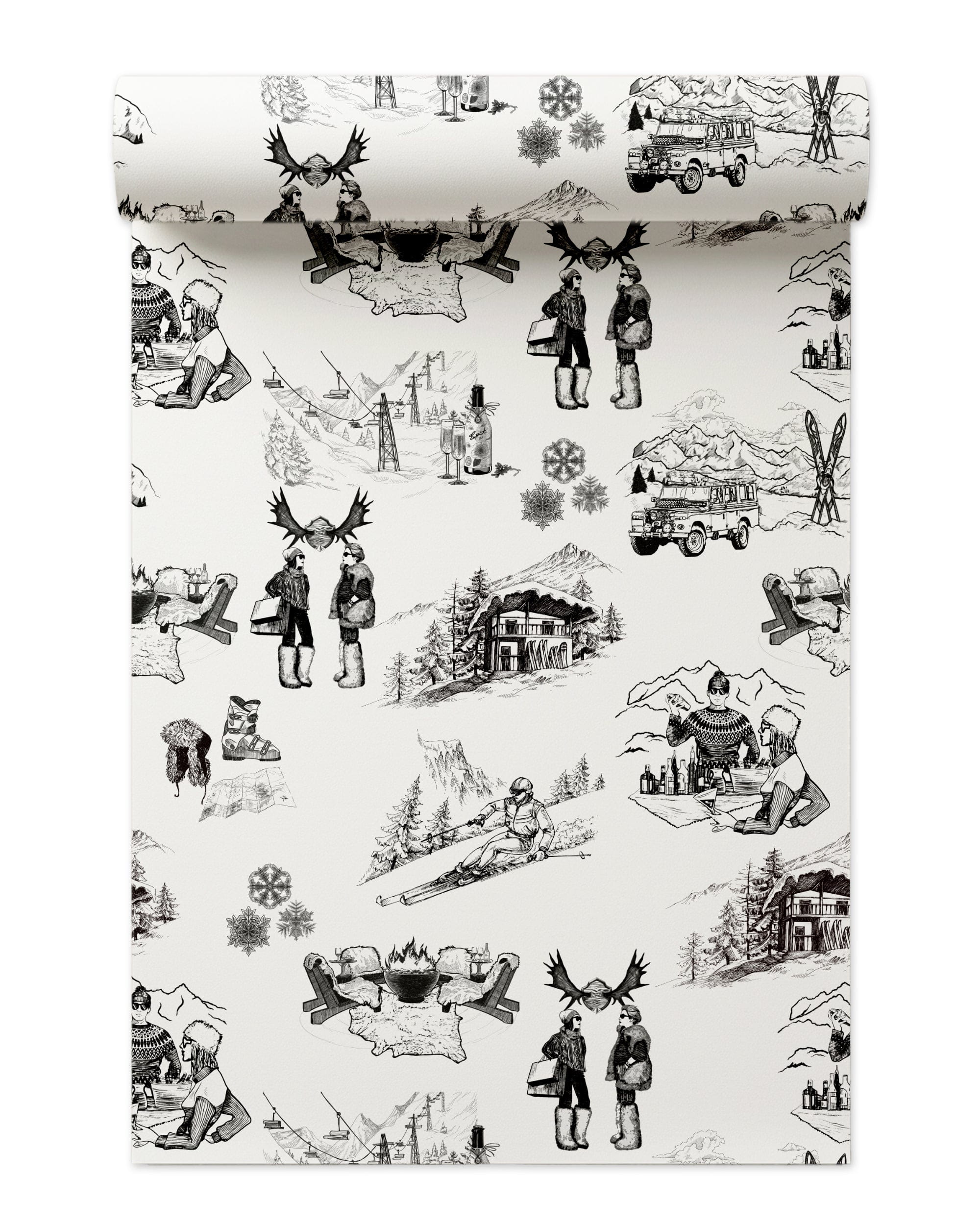 Après Ski Toile Peel and Stick Wallpaper in black color - pattern number KK181_Black_KH306 - by Katie Kime in the  collection