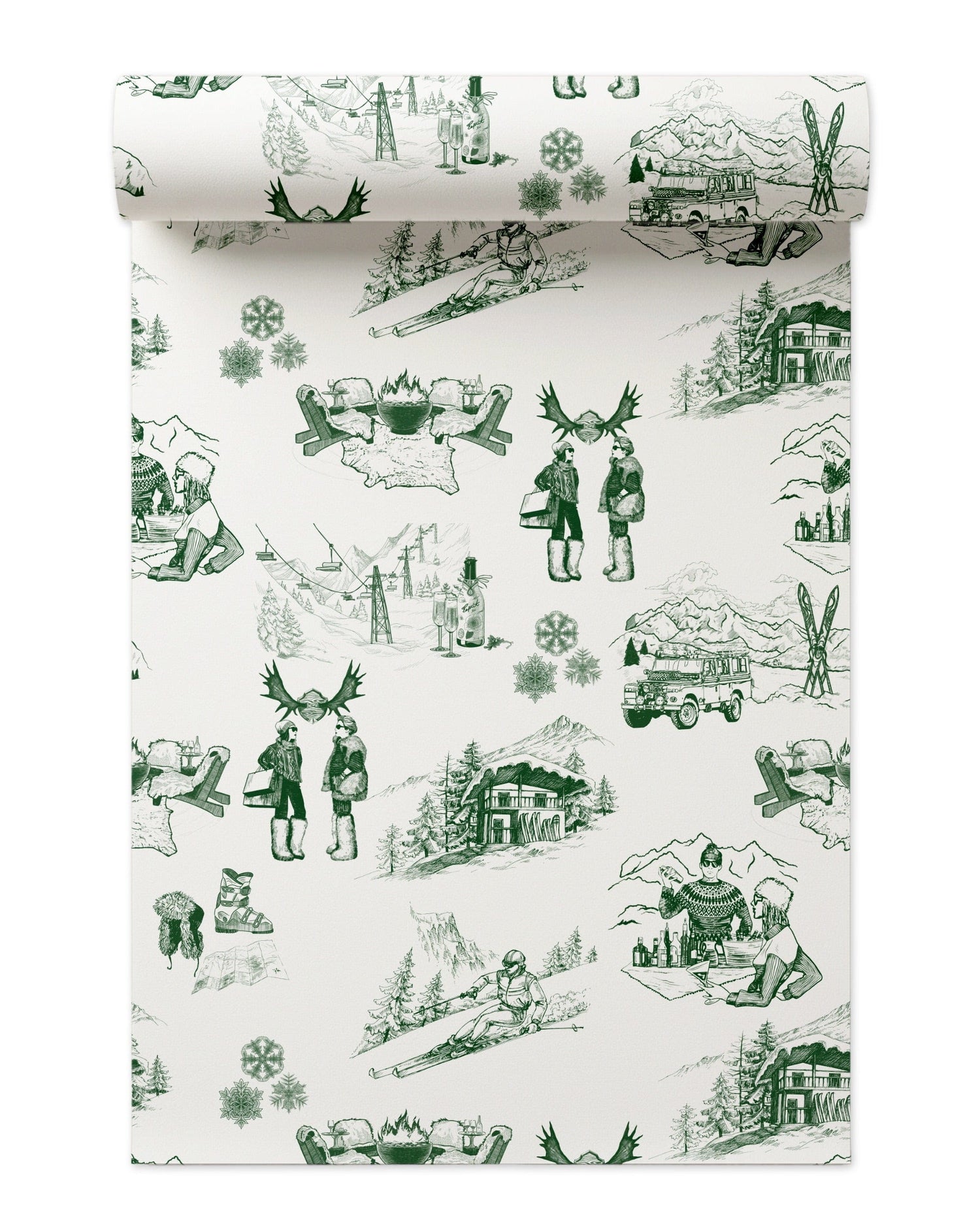 Après Ski Toile Peel and Stick Wallpaper in hunter color - pattern number KK181_Hunter_KH306 - by Katie Kime in the  collection