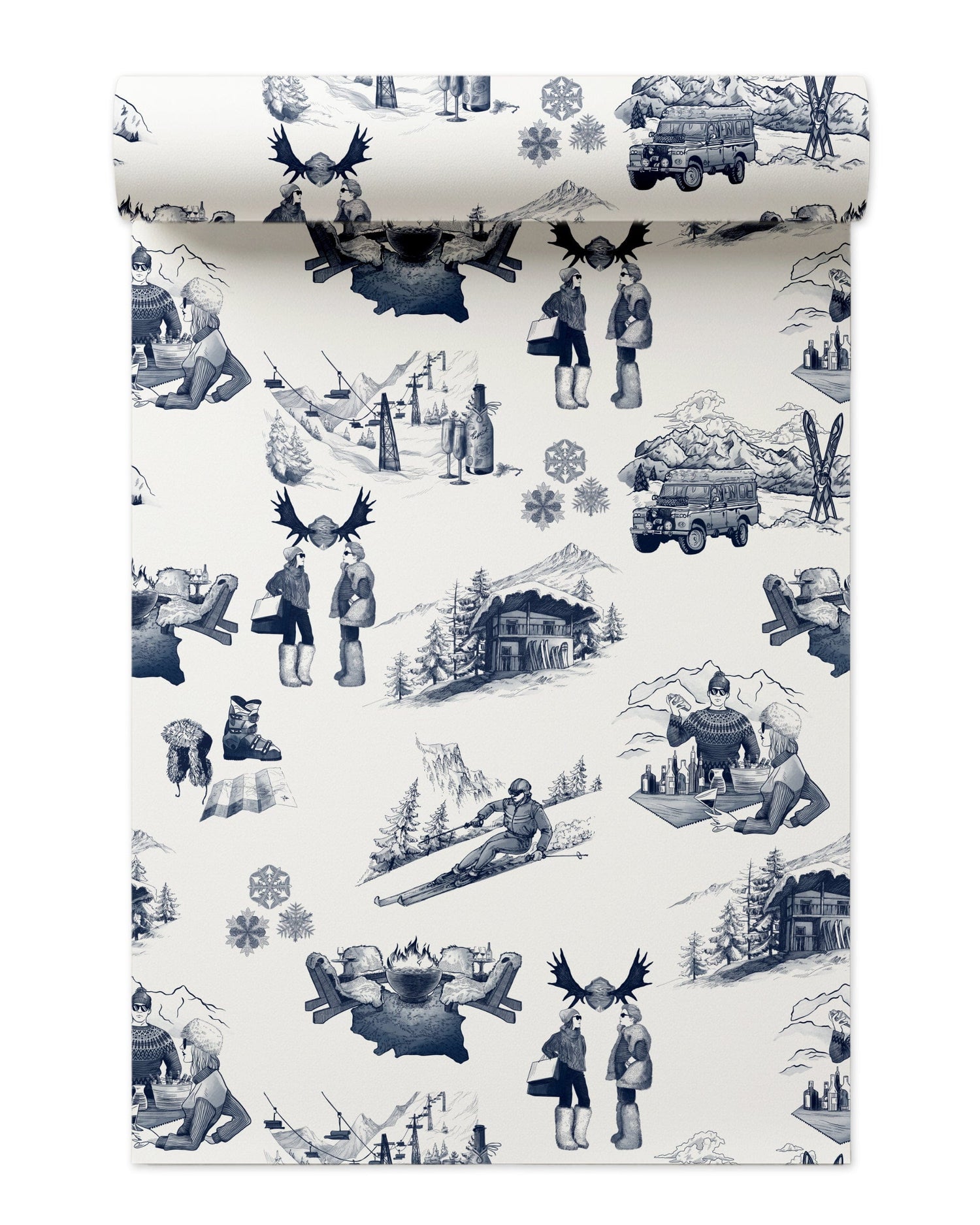 Après Ski Toile Peel and Stick Wallpaper in navy color - pattern number KK181_Navy_KH306 - by Katie Kime in the  collection