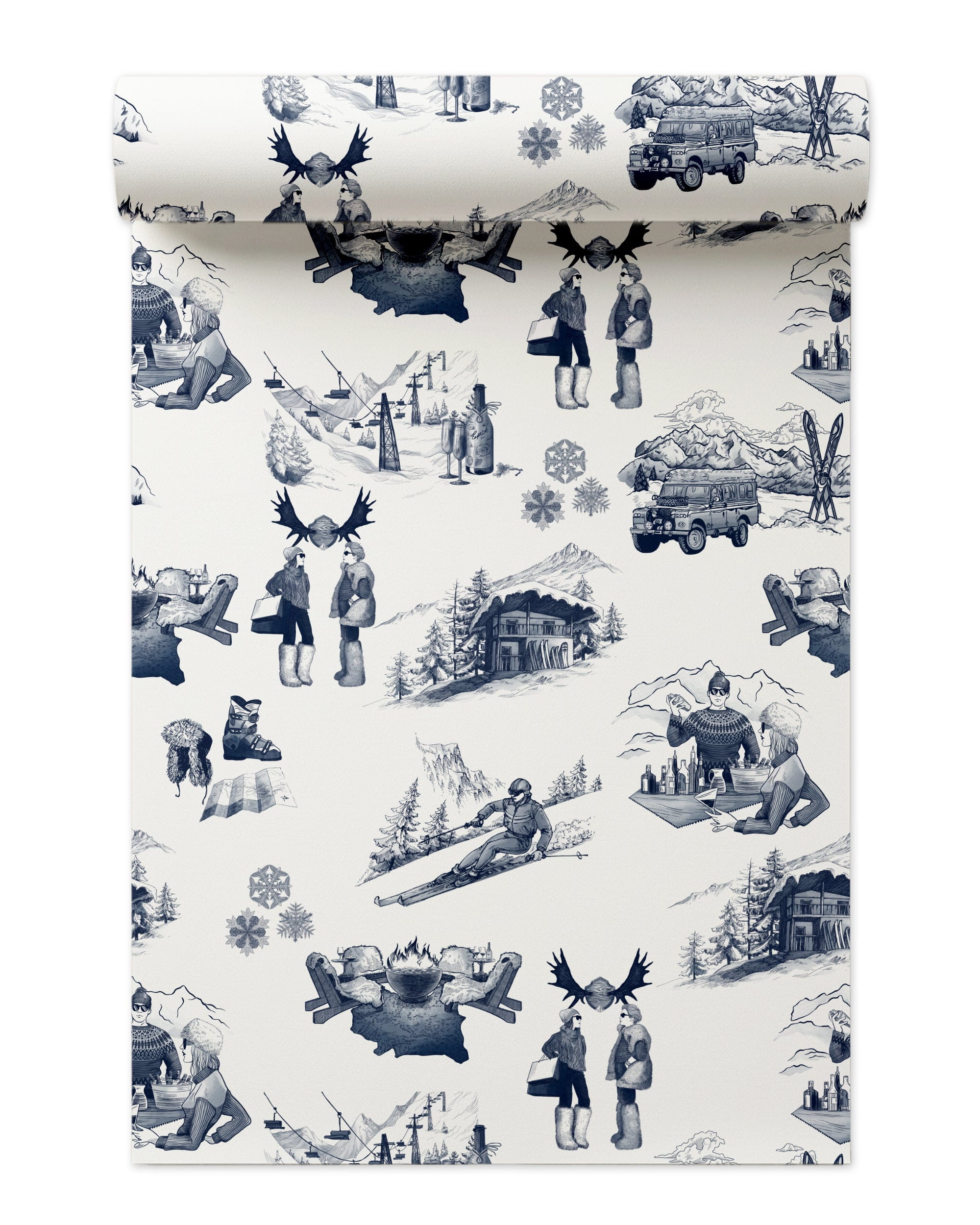 Après Ski Toile Peel and Stick Wallpaper in navy color - pattern number KK181_Navy_KH306 - by Katie Kime in the  collection