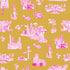 Atlanta Toile Wallpaper in gold pink color - pattern number KK761_Gold_Pink_KH300 - by Katie Kime in the  collection