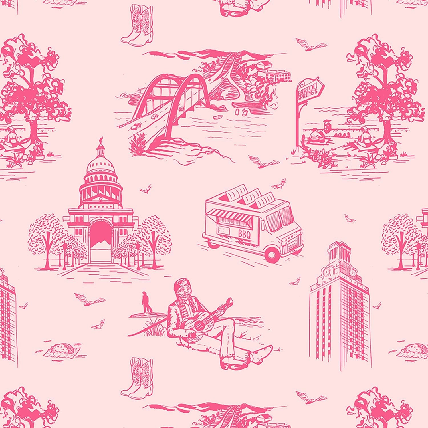 Austin Toile Peel and Stick Wallpaper in light pink pink color - pattern number KK17121_Light_Pink_Pink_KH306 - by Katie Kime in the  collection