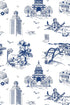 Austin Toile Wallpaper in navy color - pattern number KK17121_Navy_KH300 - by Katie Kime in the  collection