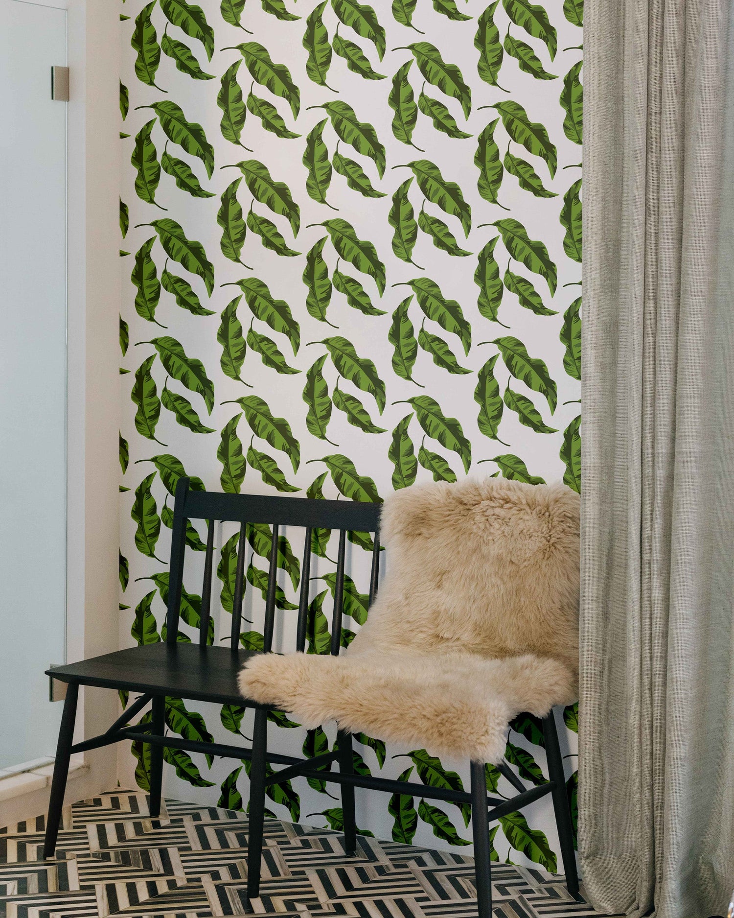 Banana Leaves Peel and Stick Wallpaper in green color - pattern number KK17001_Green_KH306 - by Katie Kime in the  collection