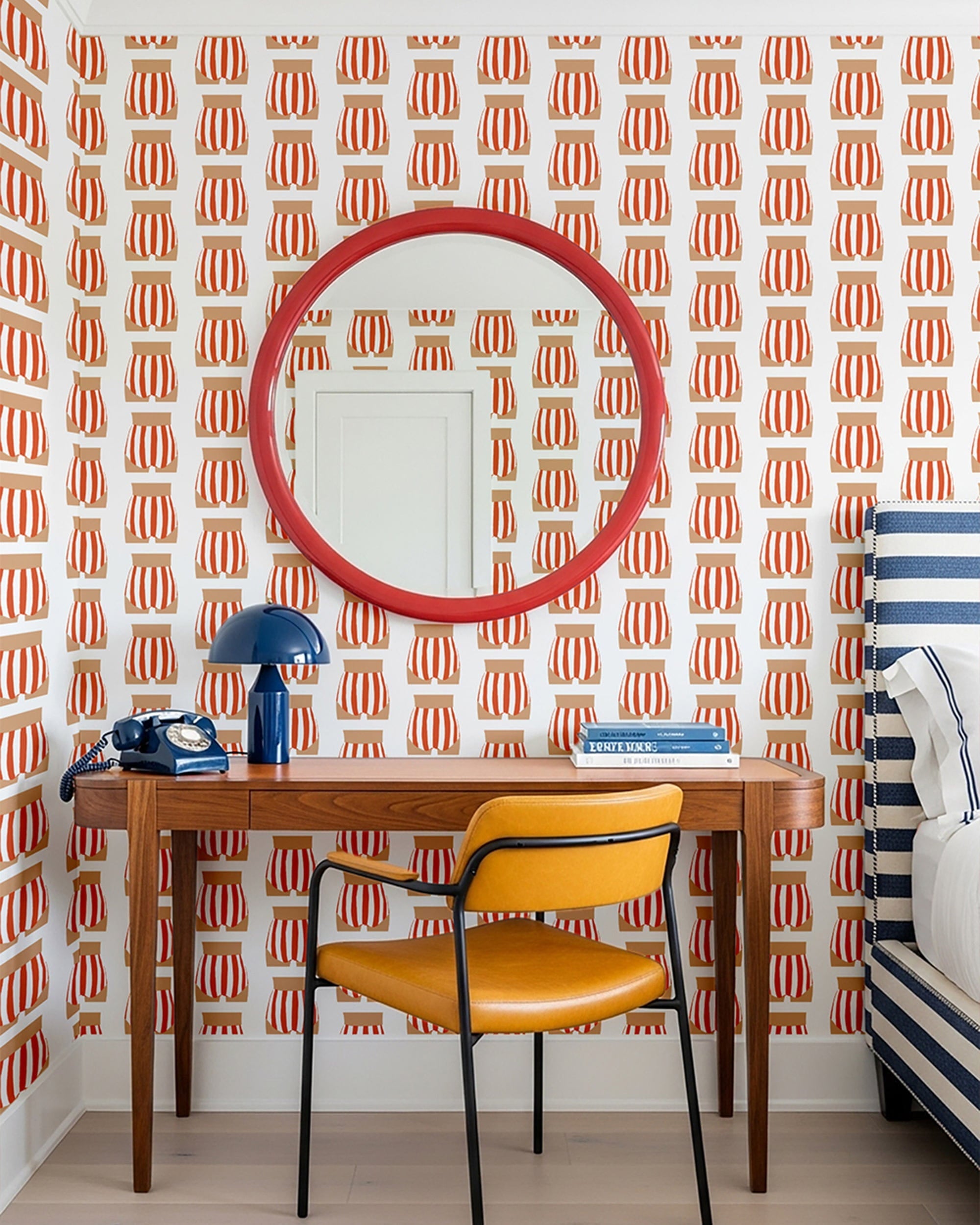 Beach Bum Peel and Stick Wallpaper in red color - pattern number KK715_Red_KH306 - by Katie Kime in the  collection