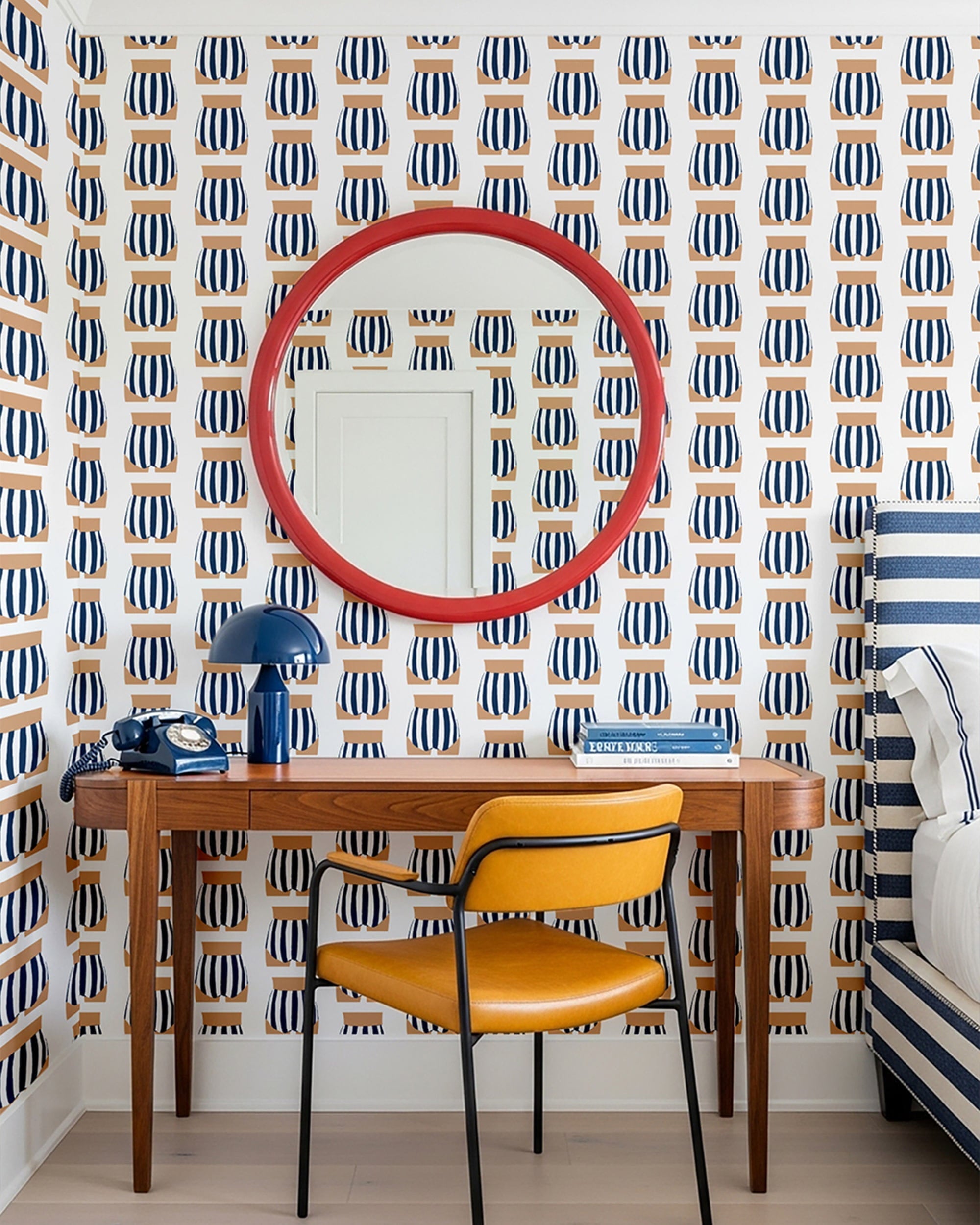 Beach Bum Peel and Stick Wallpaper in navy color - pattern number KK715_Navy_KH306 - by Katie Kime in the  collection