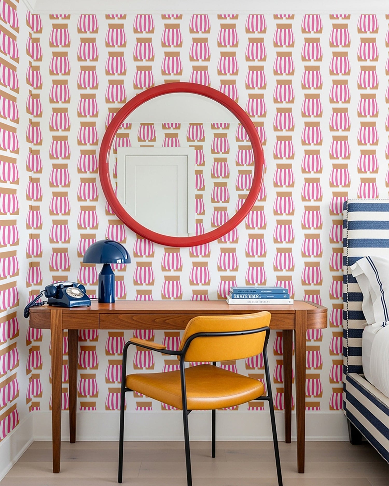 Beach Bum Peel and Stick Wallpaper in pink color - pattern number KK715_Pink_KH306 - by Katie Kime in the  collection