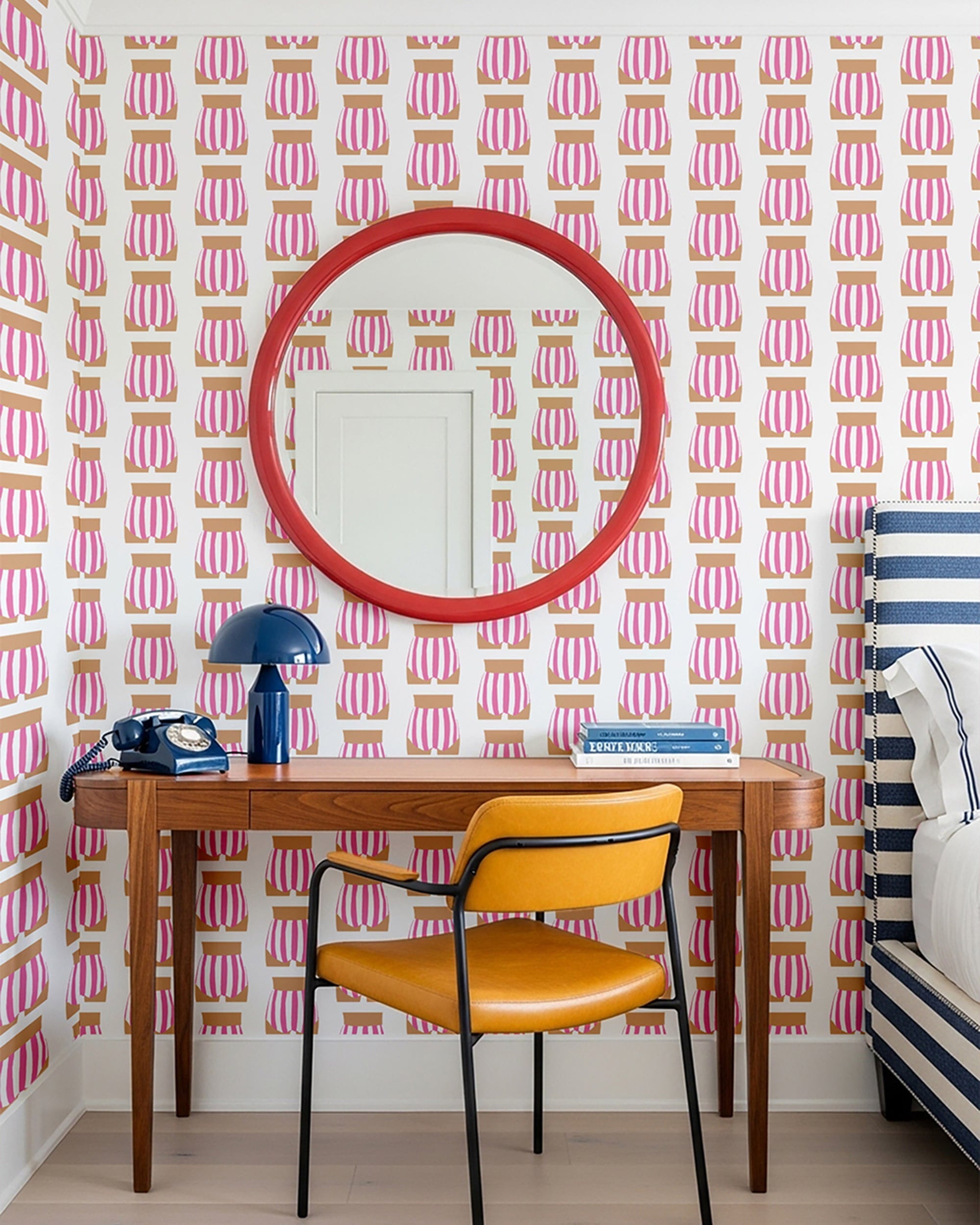 Beach Bum Peel and Stick Wallpaper in pink color - pattern number KK715_Pink_KH306 - by Katie Kime in the  collection