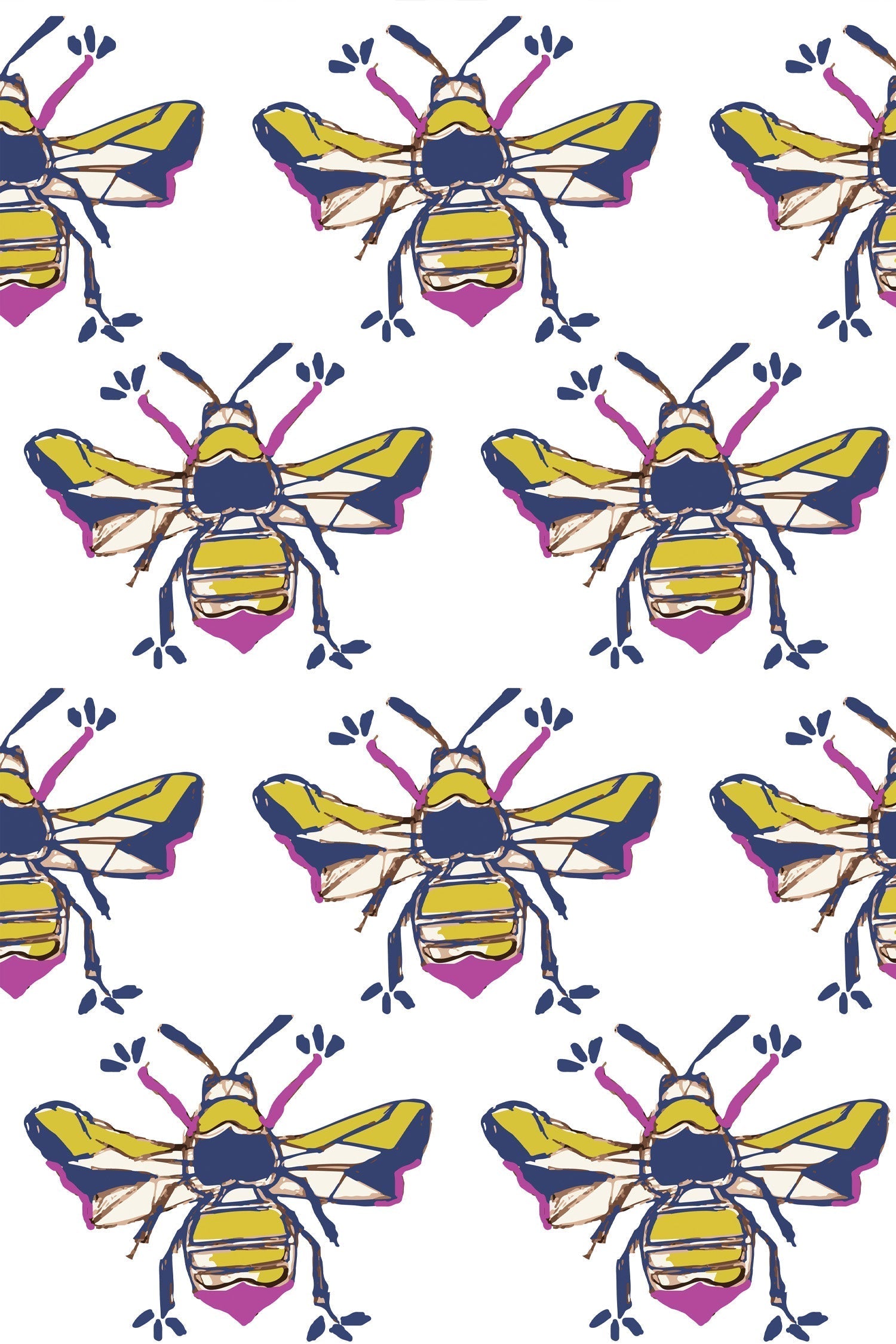 Bees Knees Wallpaper in navy color - pattern number KK17002_Navy_KH300 - by Katie Kime in the  collection