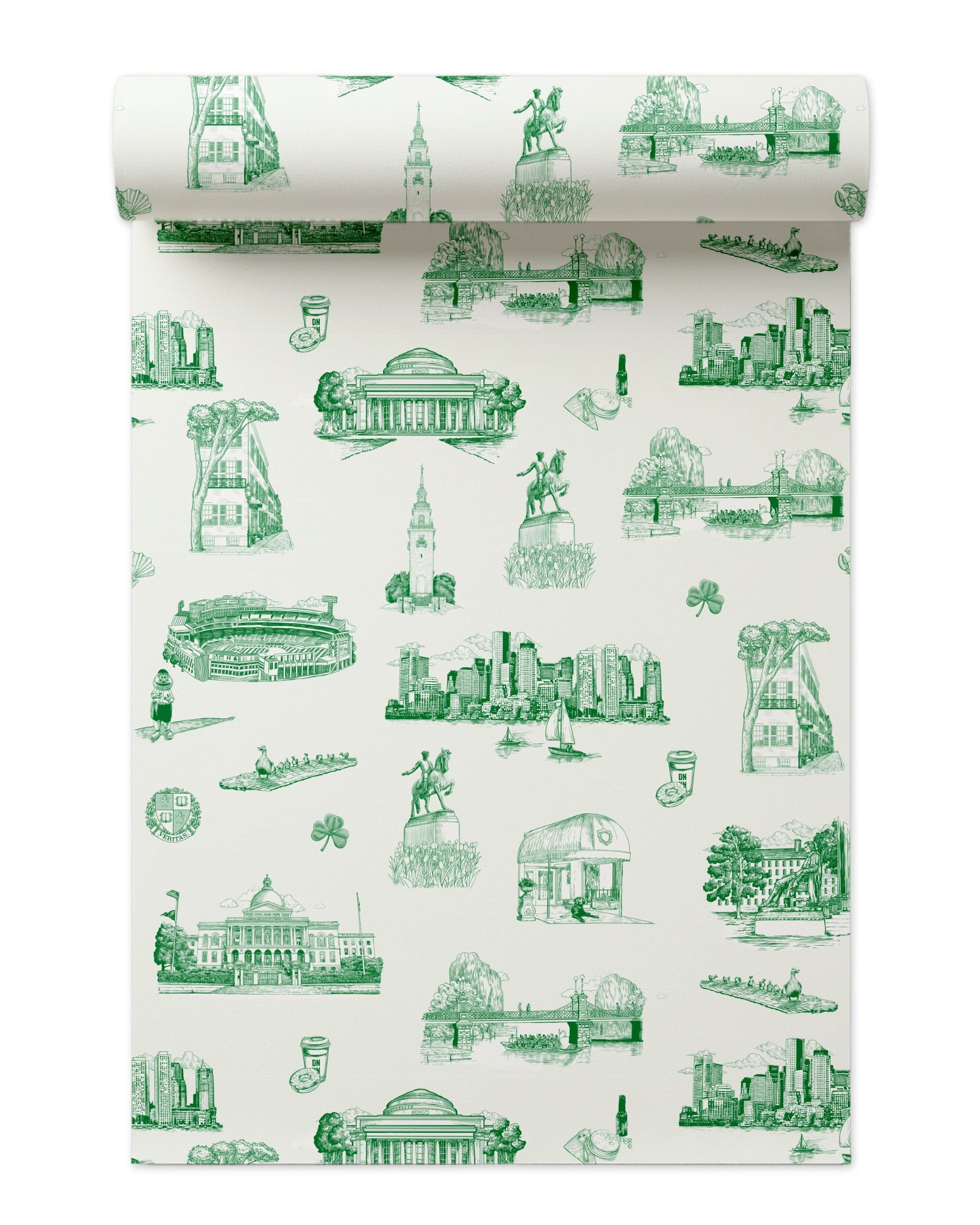 Boston Toile Wallpaper in green color - pattern number KK798_Green_KH300 - by Katie Kime in the  collection
