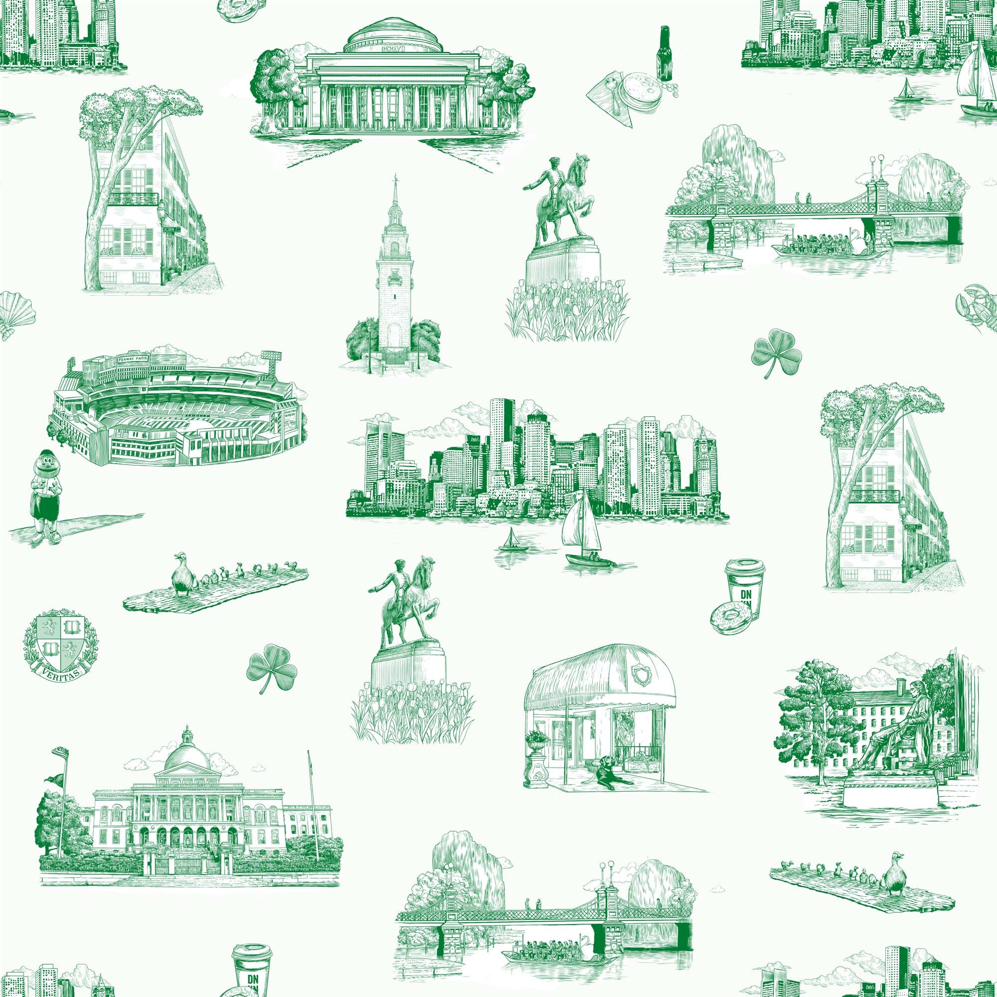 Boston Toile Peel and Stick Wallpaper in green color - pattern number KK798_Green_KH306 - by Katie Kime in the  collection