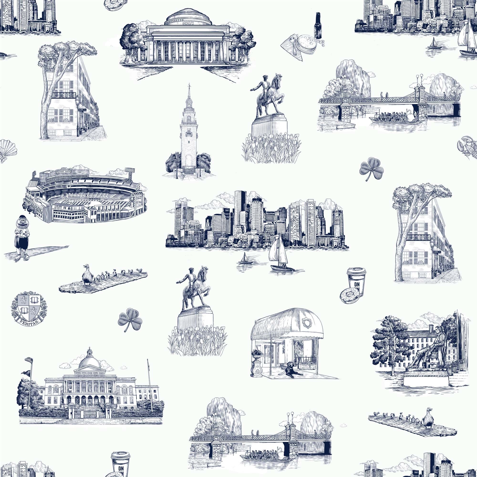 Boston Toile Peel and Stick Wallpaper in navy color - pattern number KK798_Navy_KH306 - by Katie Kime in the  collection