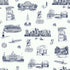 Boston Toile Wallpaper in navy color - pattern number KK798_Navy_KH300 - by Katie Kime in the  collection