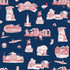 Boston Toile Wallpaper in navy red color - pattern number KK798_Navy_Red_KH300 - by Katie Kime in the  collection