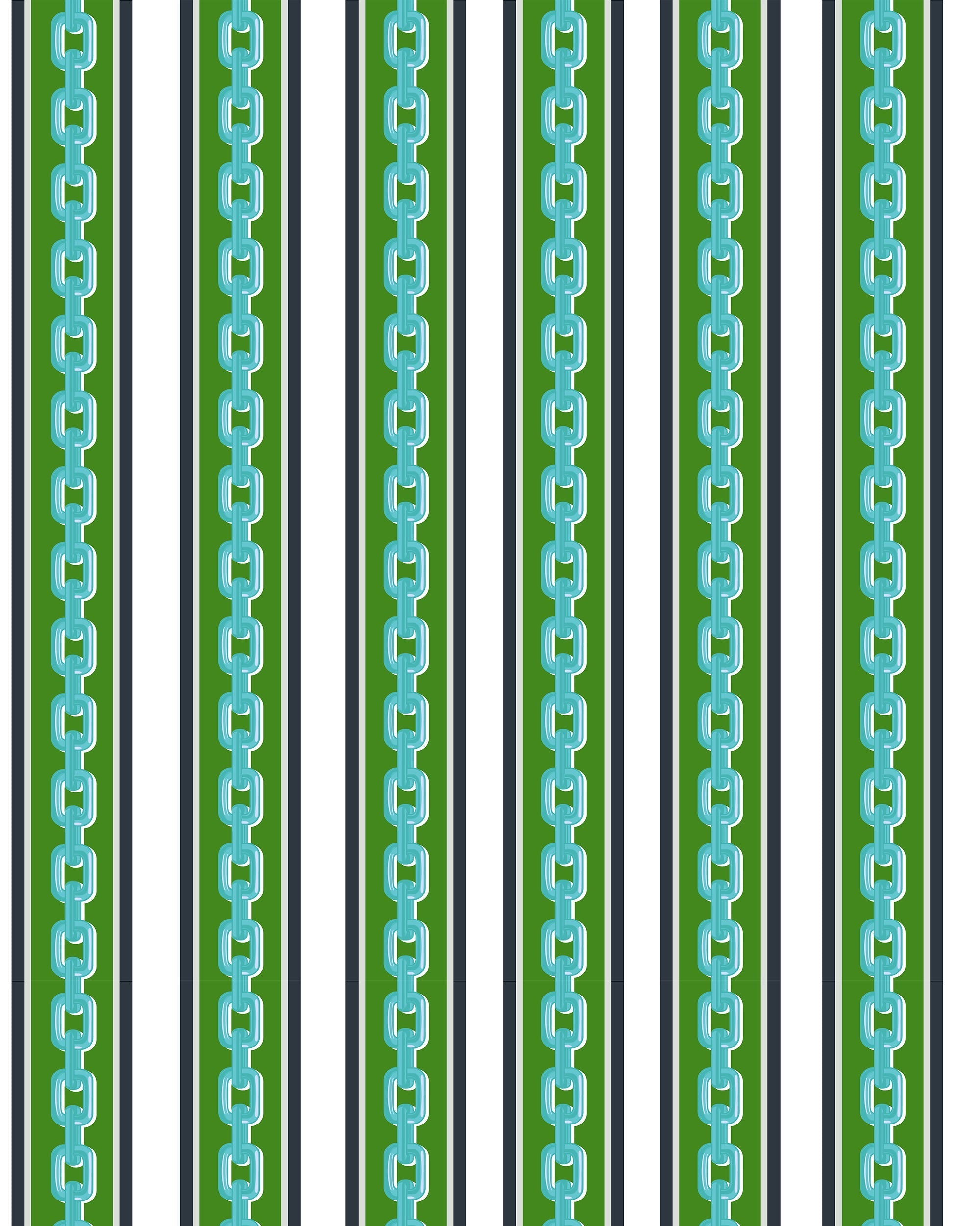 Chain Stripe Wallpaper in green color - pattern number KK809_Green_KH300 - by Katie Kime in the  collection