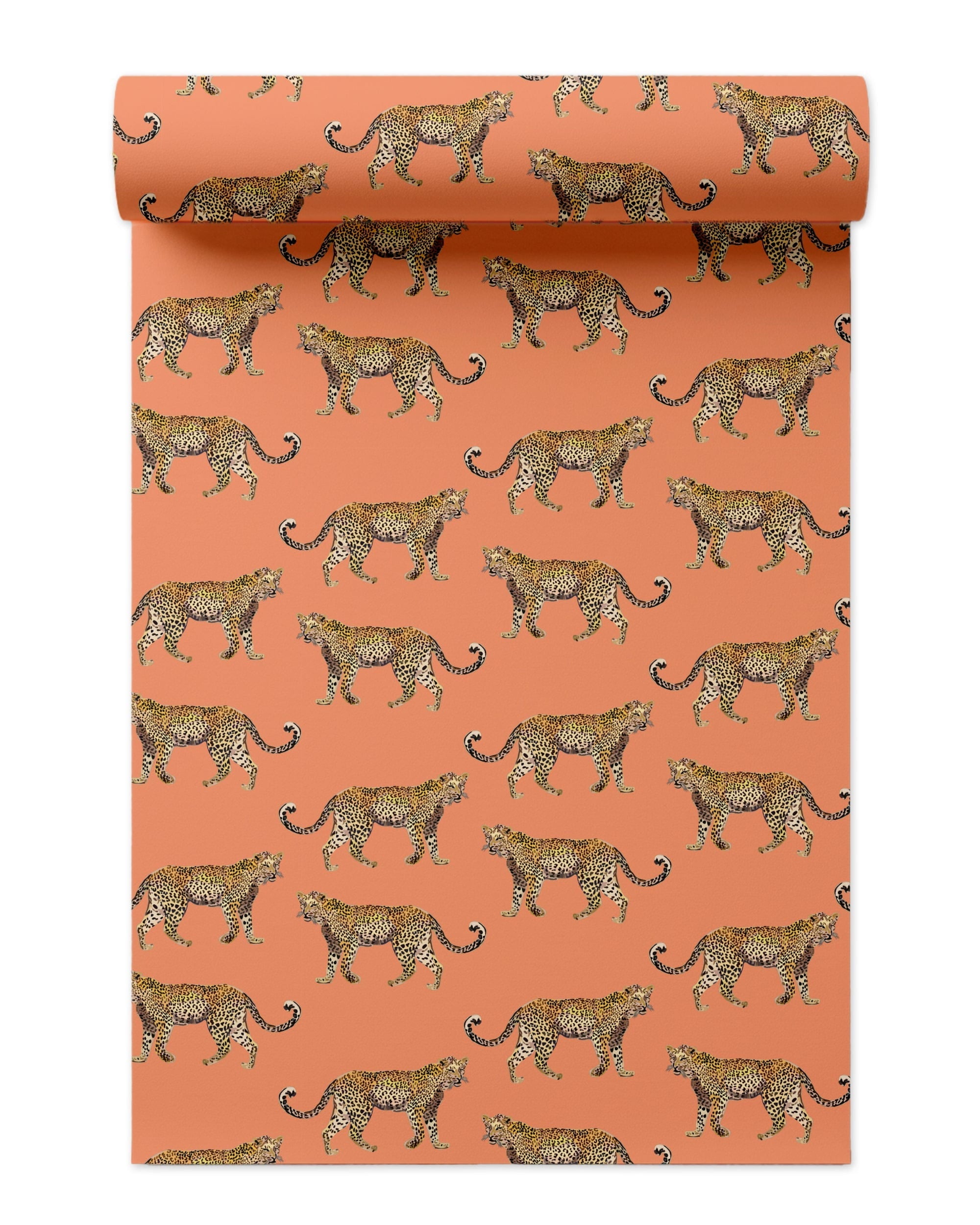Cheetahs Peel and Stick Wallpaper in coral color - pattern number KK17076_Coral_KH306 - by Katie Kime in the  collection