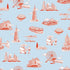 Chicago Toile Peel and Stick Wallpaper in light blue red color - pattern number KK751_Light_Blue_Red_KH306 - by Katie Kime in the  collection