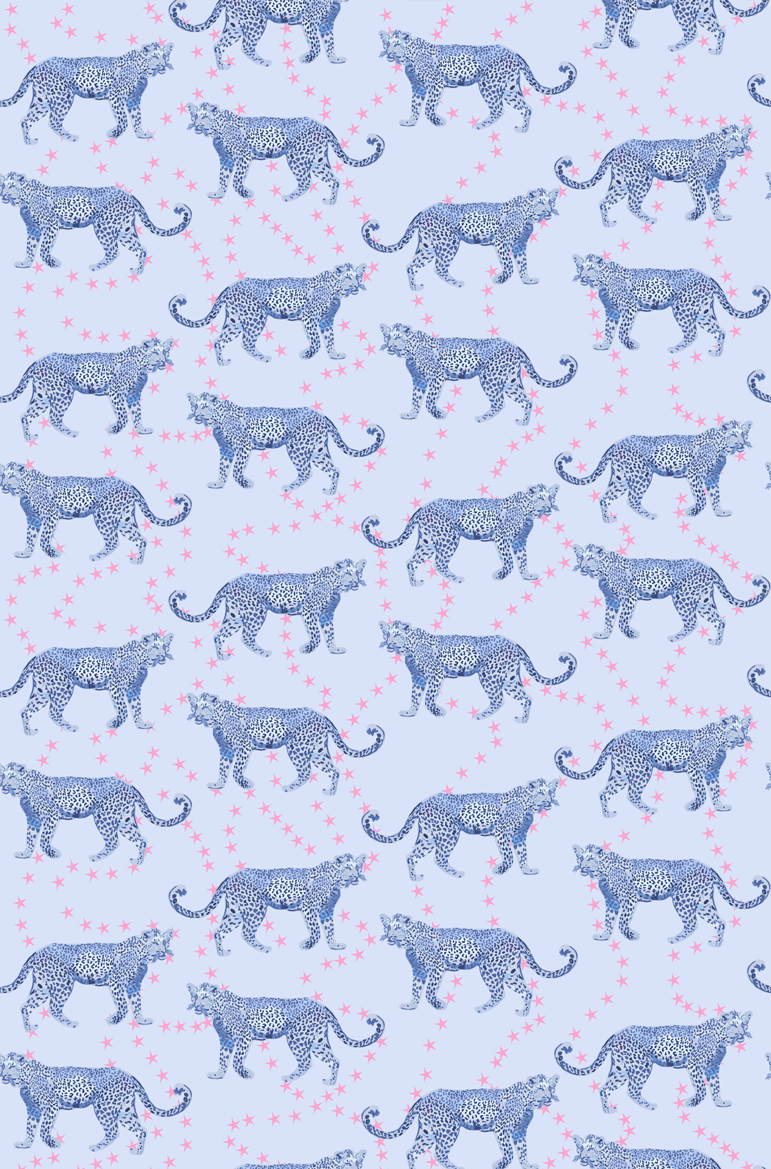 Cosmic Cheetah Peel and Stick Wallpaper in light blue color - pattern number KK763_Light_Blue_KH306 - by Katie Kime in the  collection