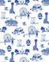 Dallas Toile Wallpaper in cowboy blue color - pattern number KK17138_Cowboy_Blue_KH301 - by Katie Kime in the  collection