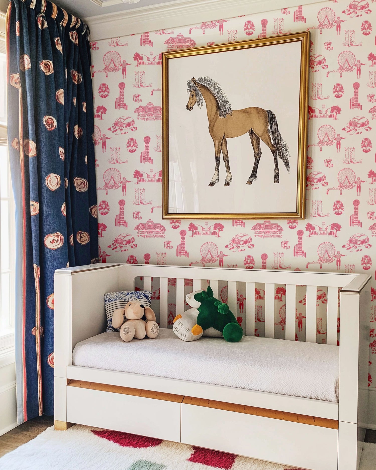 Dallas Toile Peel and Stick Wallpaper in pink color - pattern number KK17138_Pink_KH306 - by Katie Kime in the  collection