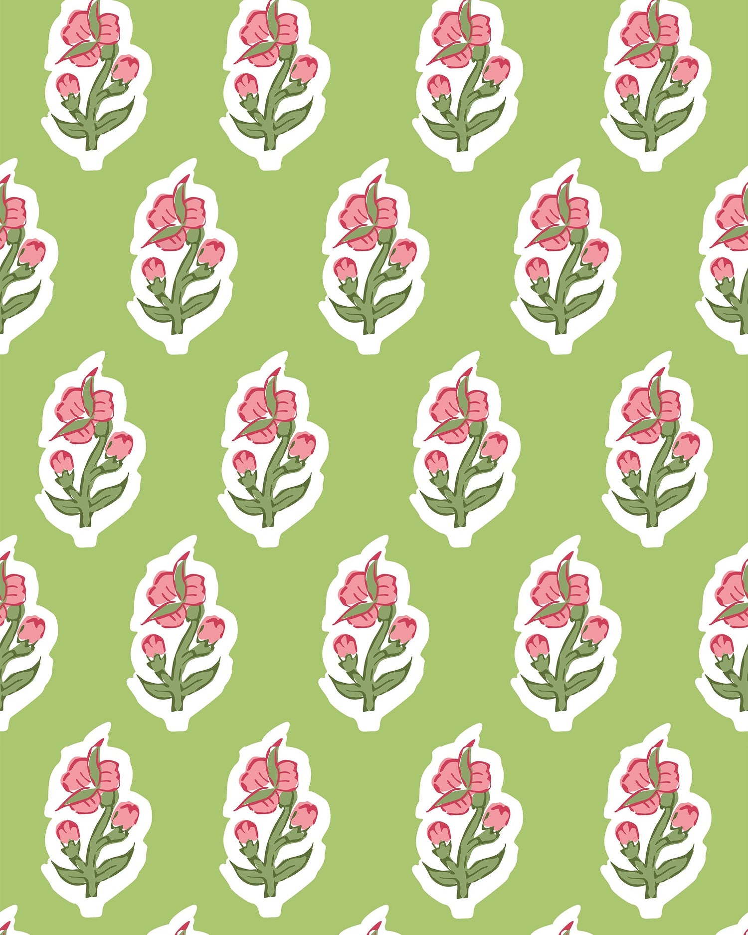 Floret Peel and Stick Wallpaper in green color - pattern number KK815_Green_KH306 - by Katie Kime in the  collection