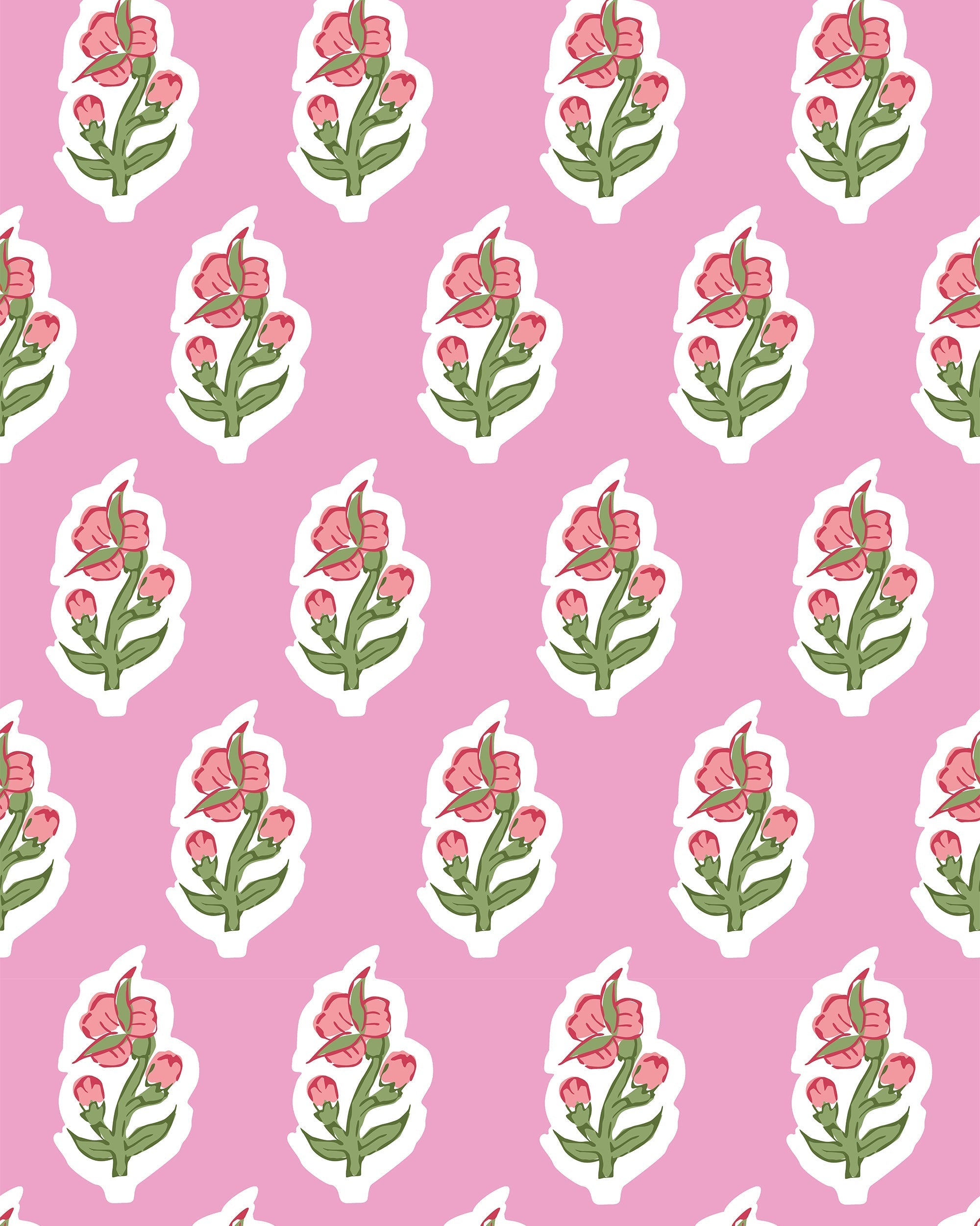 Floret Peel and Stick Wallpaper in pink color - pattern number KK815_Pink_KH306 - by Katie Kime in the  collection