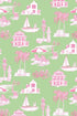 Florida Toile Wallpaper in green pink color - pattern number KK706_Green_Pink_KH300 - by Katie Kime in the  collection