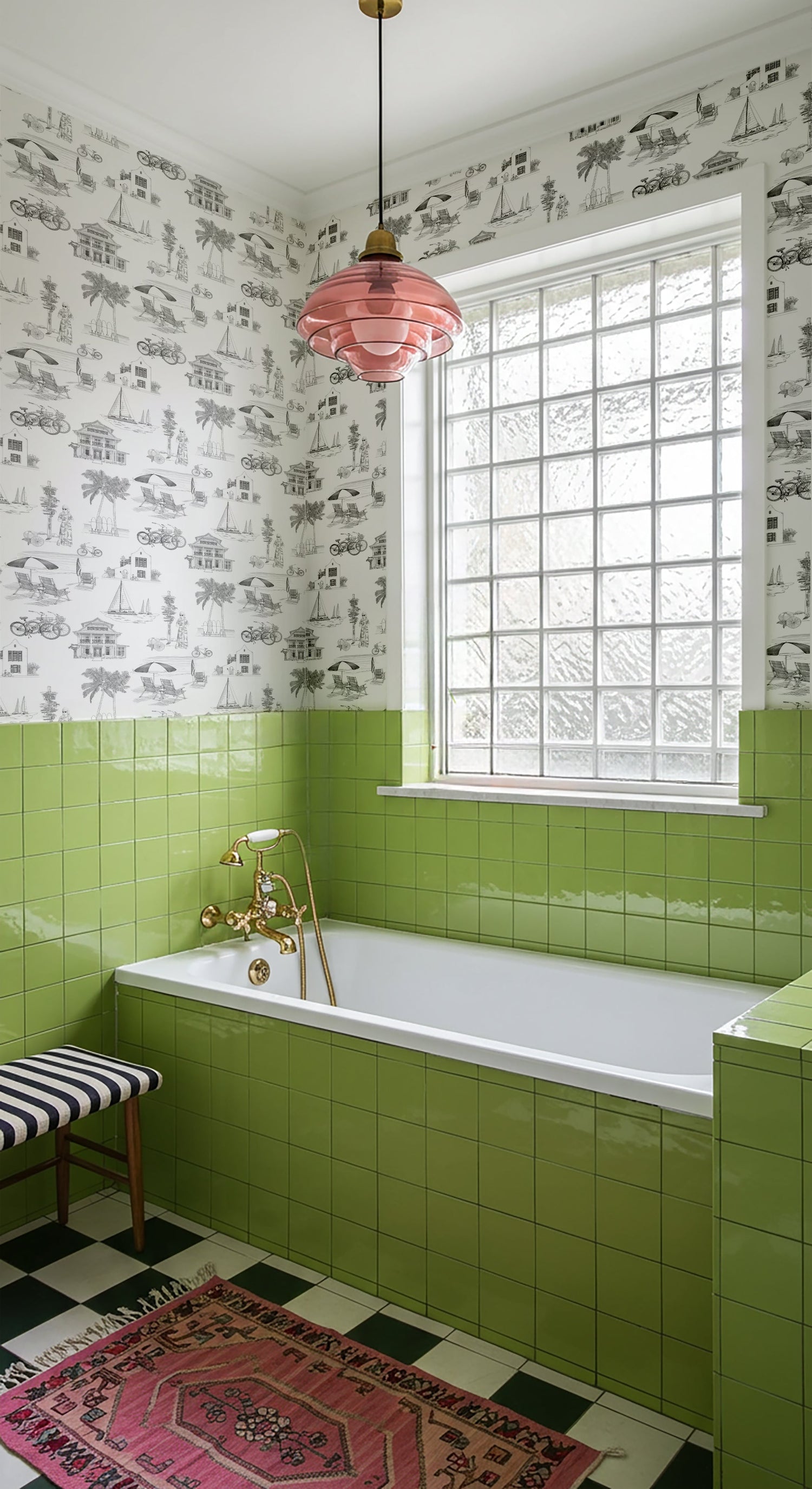 Florida Toile Peel and Stick Wallpaper in black color - pattern number KK706_Black_KH306 - by Katie Kime in the  collection