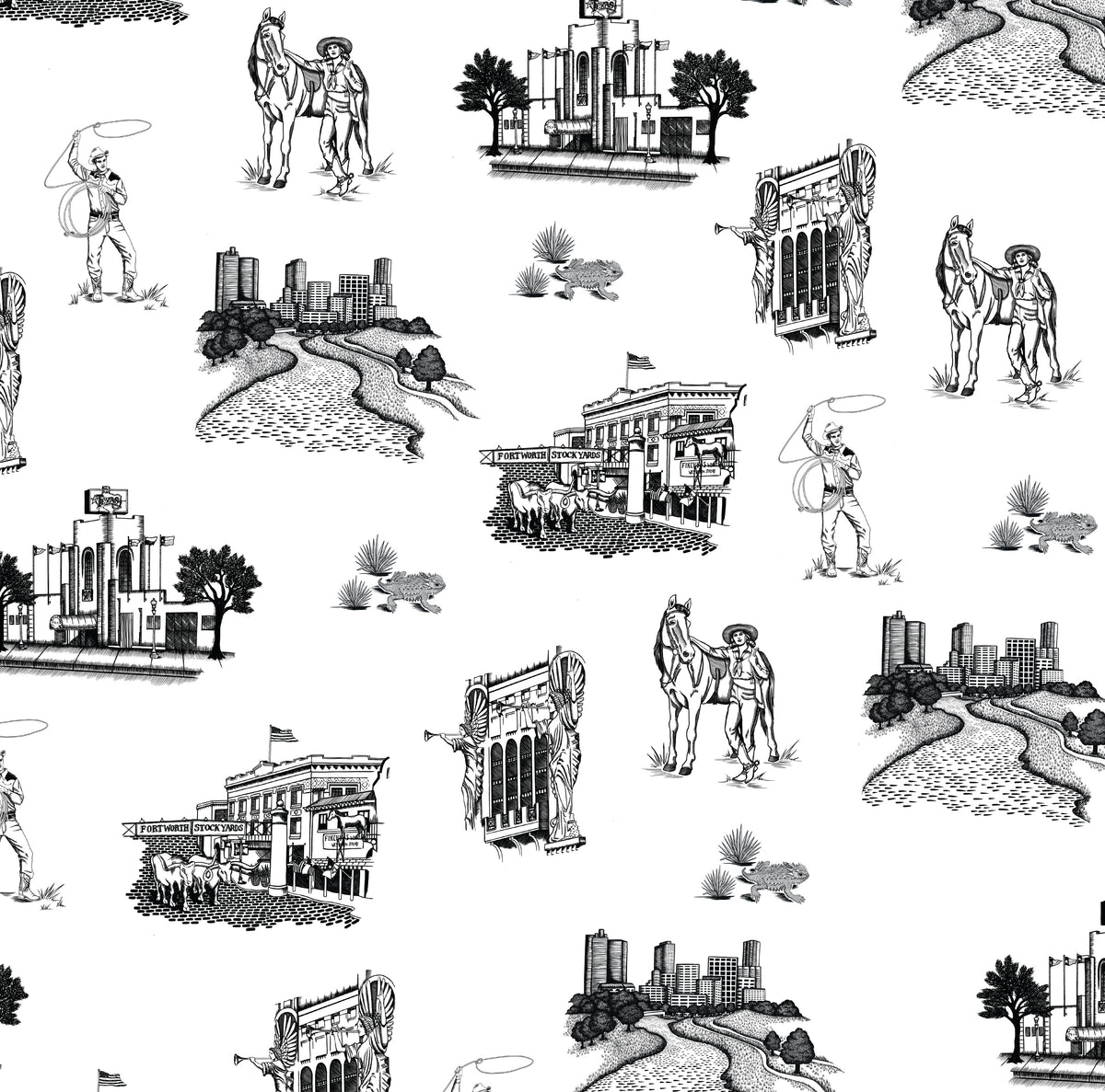 Fort Worth Toile Wallpaper in Black color - pattern number KK17139_Black_KH300 - by Katie Kime in the collection
