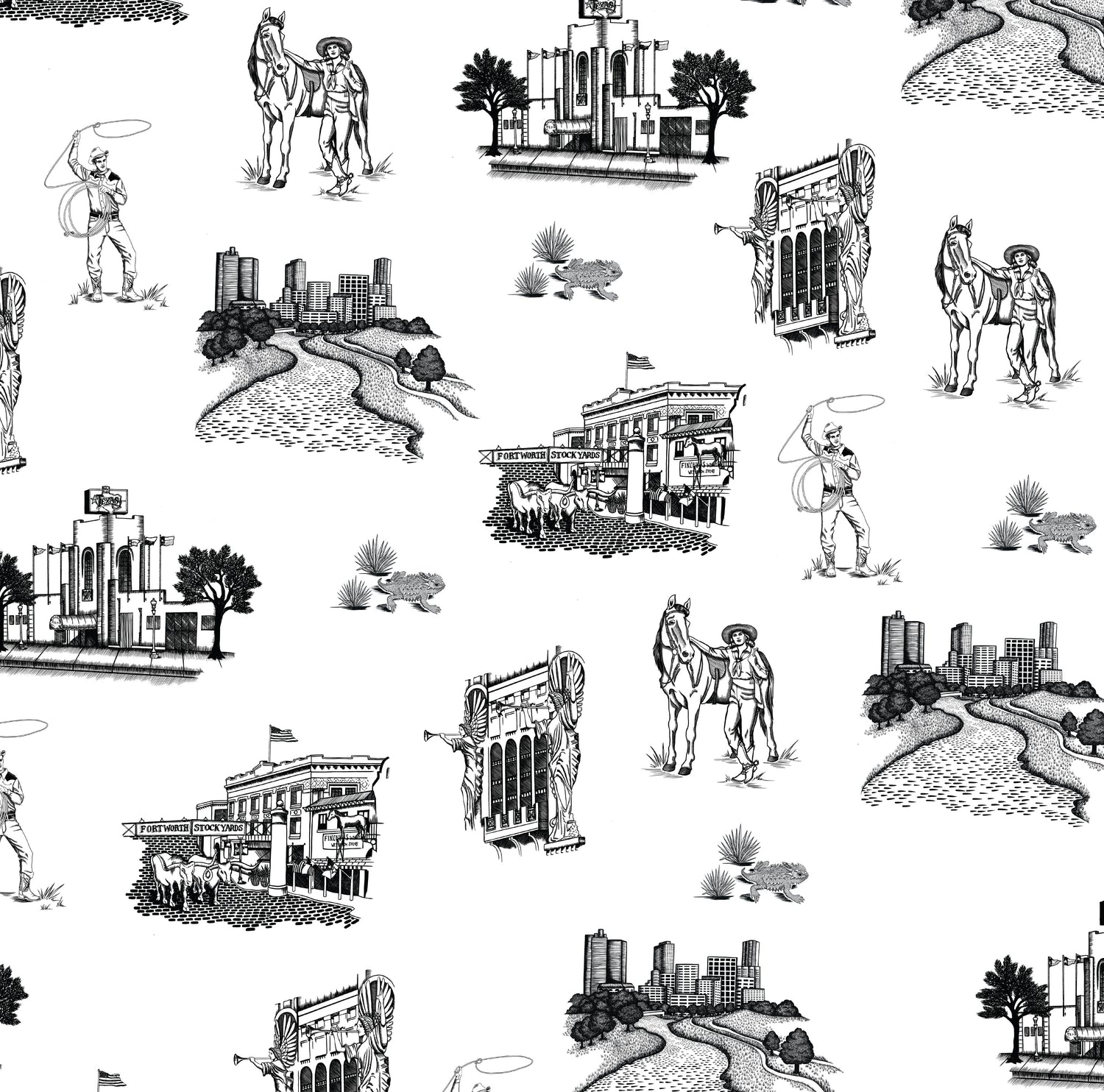 Fort Worth Toile Wallpaper in black color - pattern number KK17139_Black_KH300 - by Katie Kime in the  collection