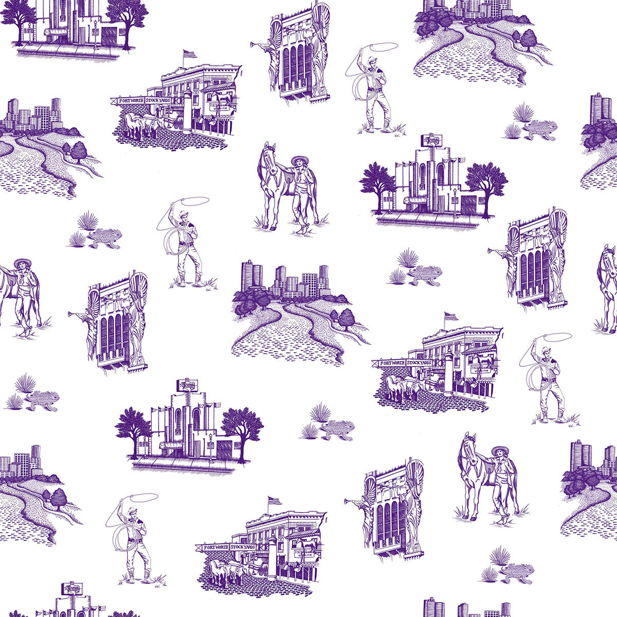 Fort Worth Toile Peel and Stick Wallpaper in purple color - pattern number KK17139_Purple_KH306 - by Katie Kime in the  collection