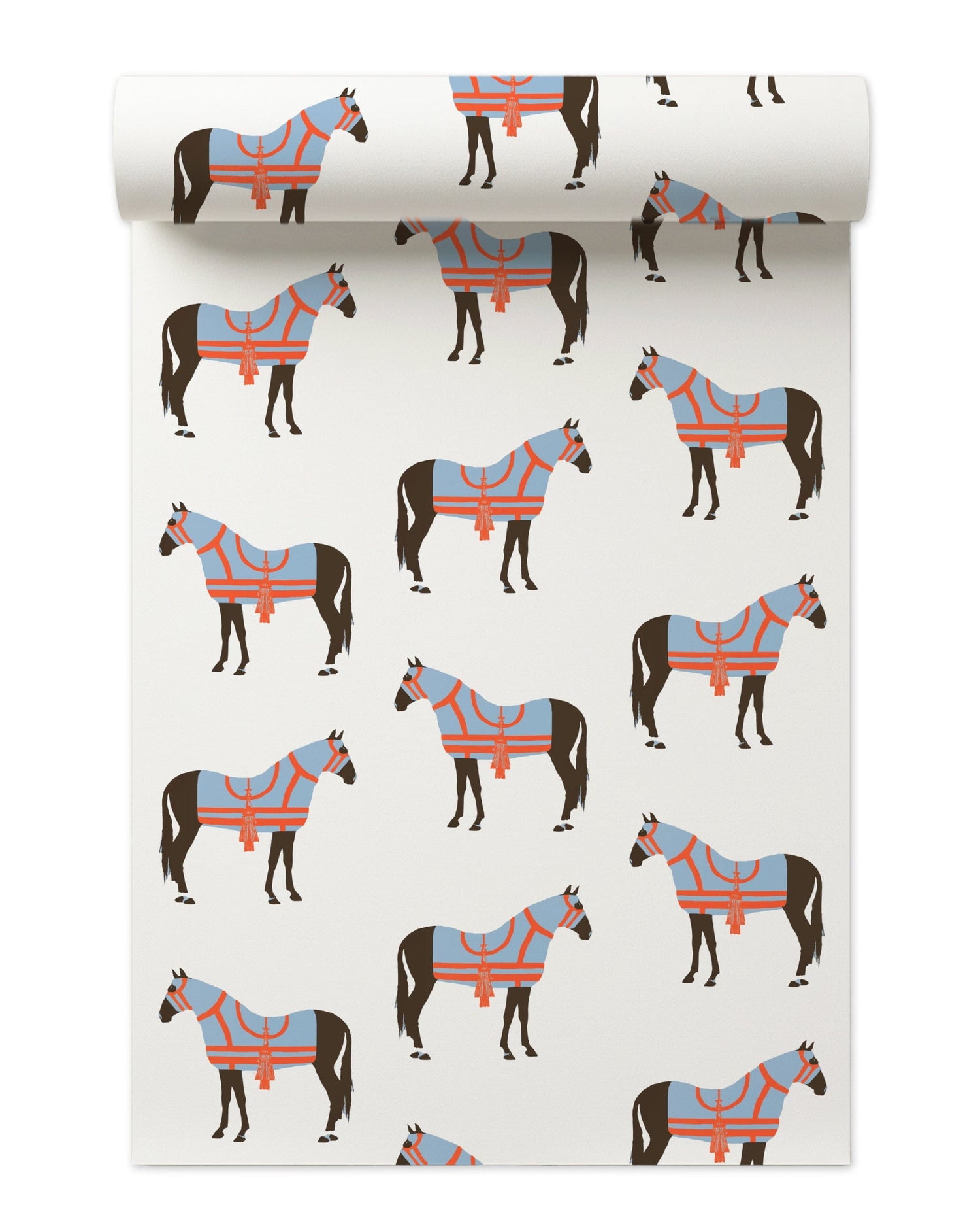 Horse &amp; Tassel Peel and Stick Wallpaper in blue color - pattern number KK17008_Blue_KH307 - by Katie Kime in the  collection