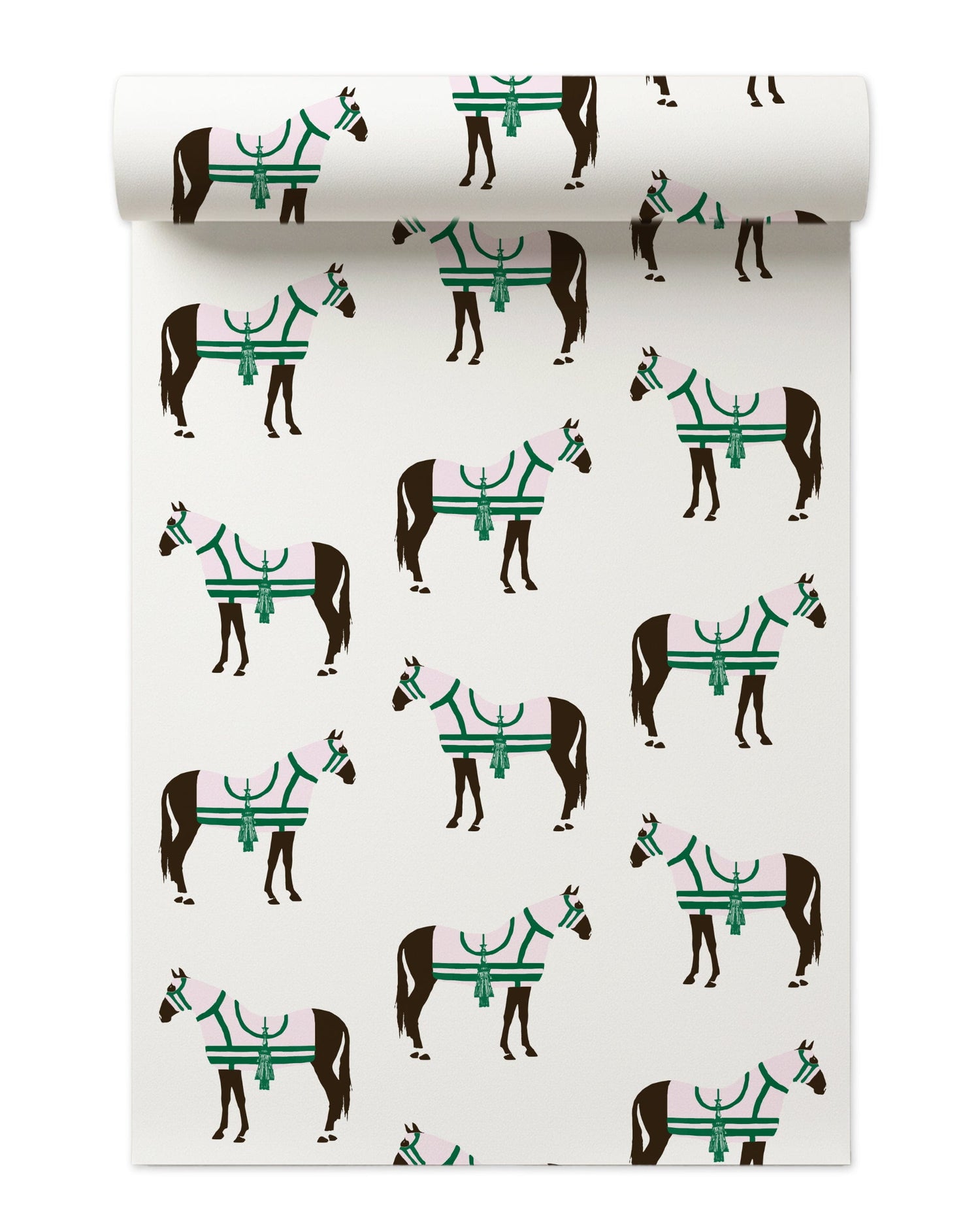 Horse &amp; Tassel Peel and Stick Wallpaper in green color - pattern number KK17008_Green_KH306 - by Katie Kime in the  collection