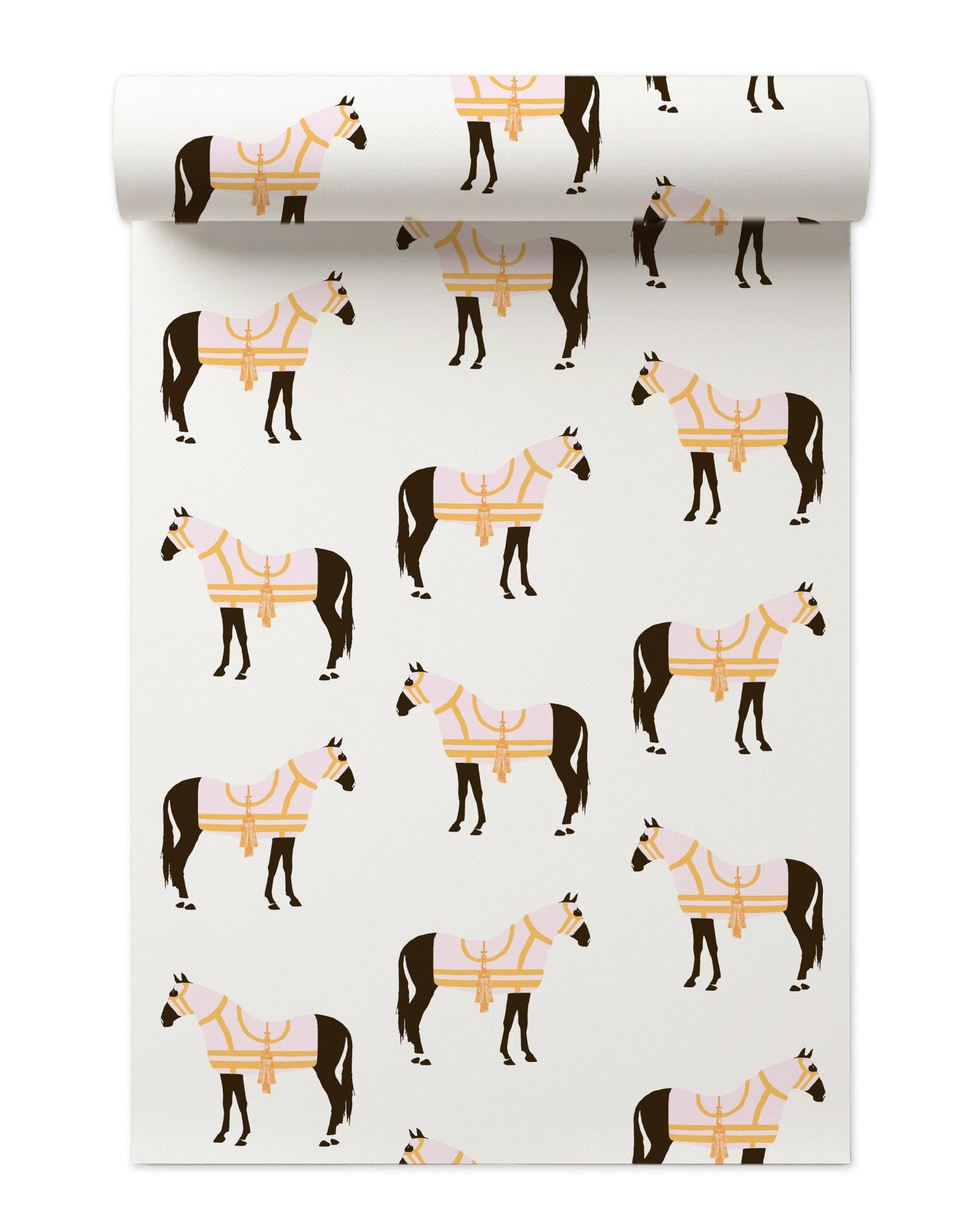 Horse &amp; Tassel Peel and Stick Wallpaper in pink color - pattern number KK17008_Pink_KH306 - by Katie Kime in the  collection