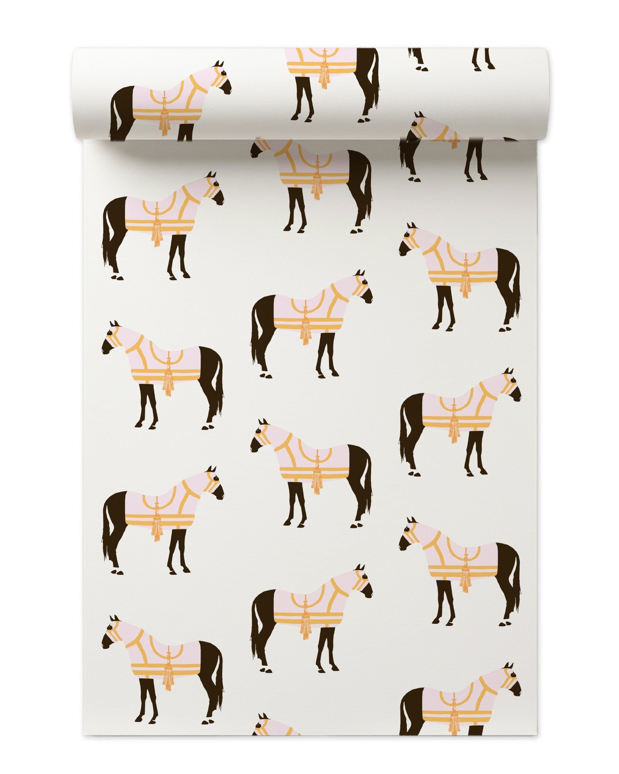 Horse &amp; Tassel Peel and Stick Wallpaper in pink color - pattern number KK17008_Pink_KH306 - by Katie Kime in the  collection
