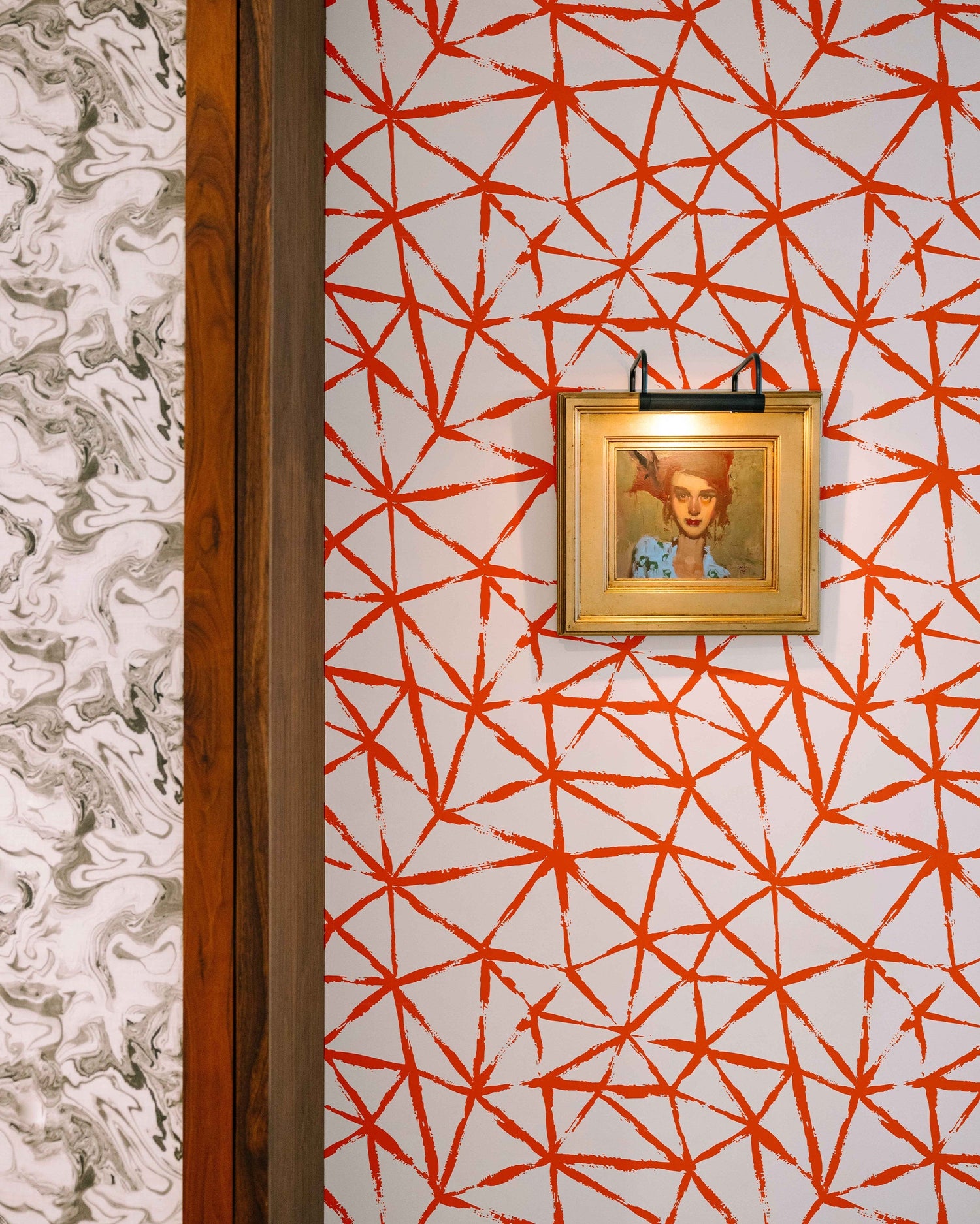 Kaleidoscope Wallpaper in red color - pattern number KK720_Red_KH300 - by Katie Kime in the  collection