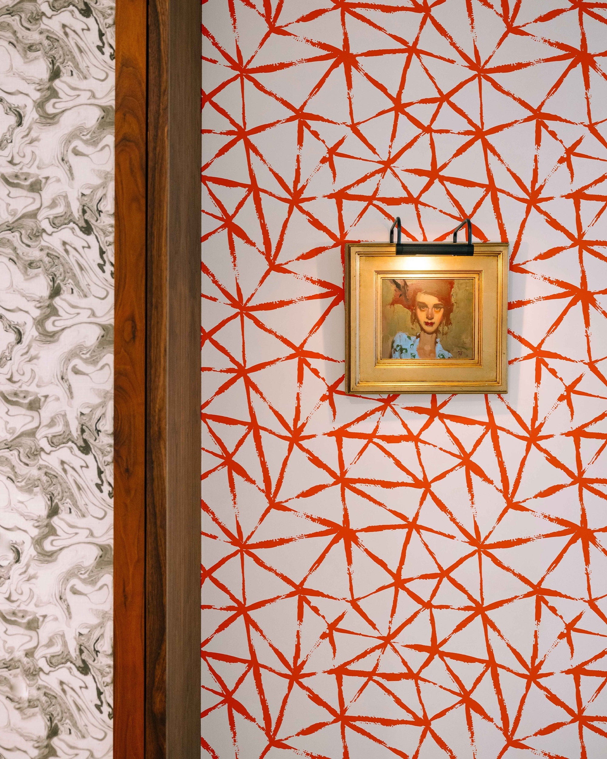 Kaleidoscope Wallpaper in red color - pattern number KK720_Red_KH300 - by Katie Kime in the  collection