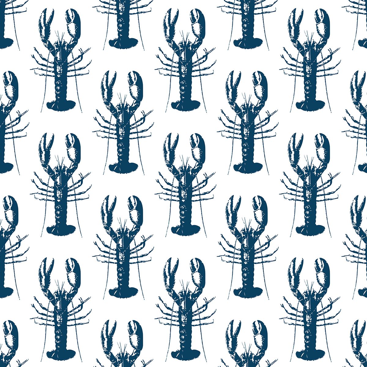 Lobster Bake Wallpaper in Navy color - pattern number KK702_Navy_KH300 - by Katie Kime in the collection