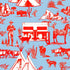 Marfa Toile Peel and Stick Wallpaper in blue red color - pattern number KK17118_Blue_Red_KH306 - by Katie Kime in the  collection