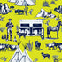 Marfa Toile Wallpaper in Chartreuse Navy color - pattern number KK17118_Chartreuse_Navy_KH300 - by Katie Kime in the collection