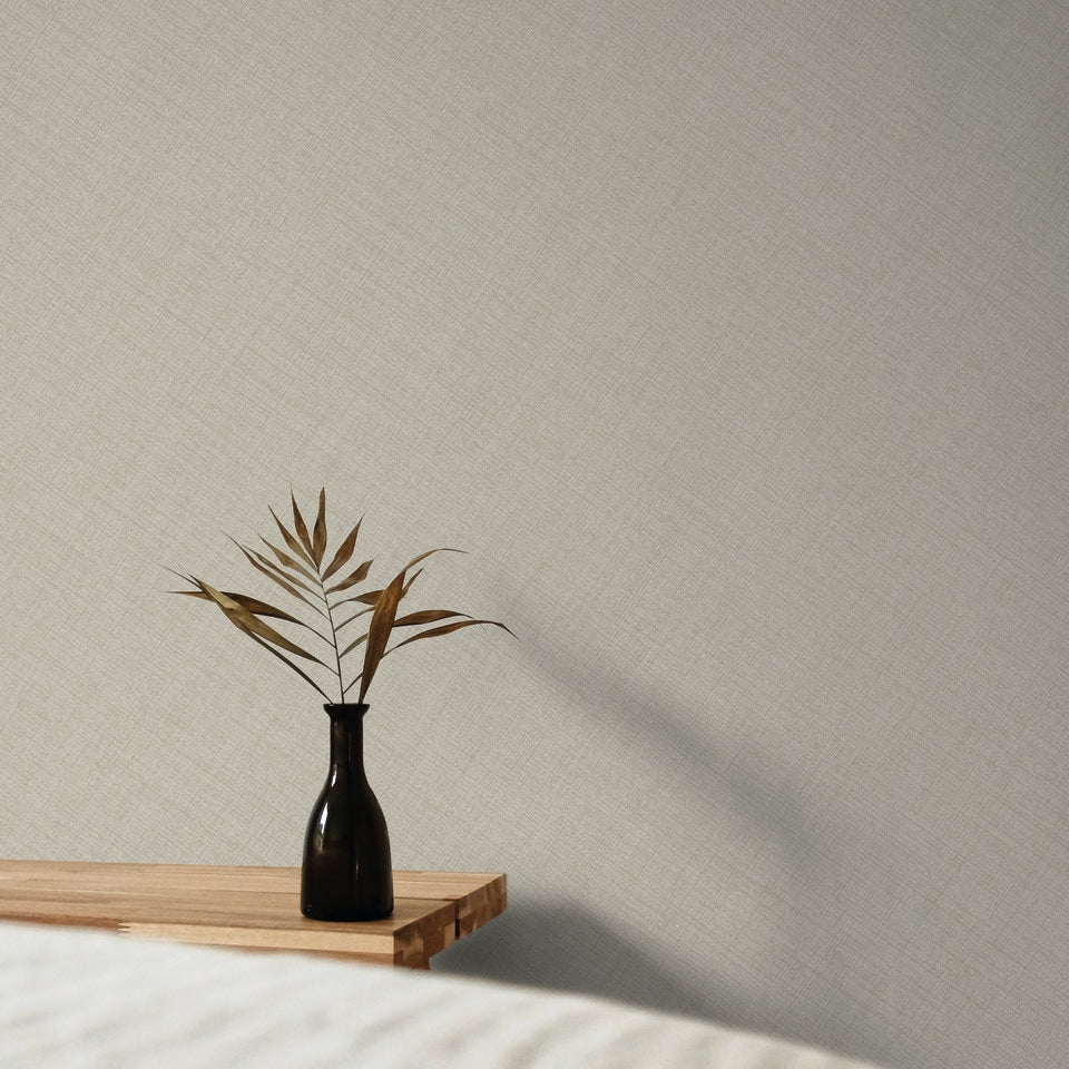 Textile Plain Wallpaper in beige color - pattern number GDMN1002 - by Grandeco in the Little Dreamers collection