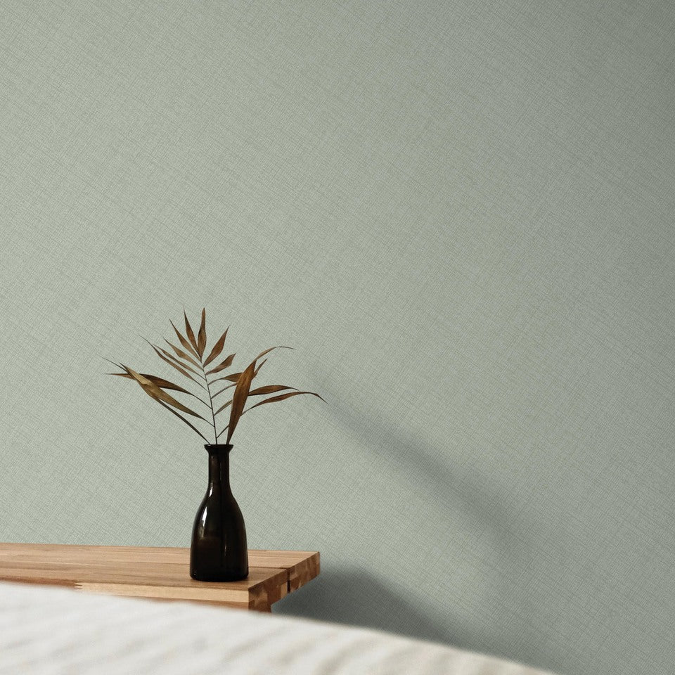 Textile Plain Wallpaper in green color - pattern number GDMN1009 - by Grandeco in the Little Dreamers collection