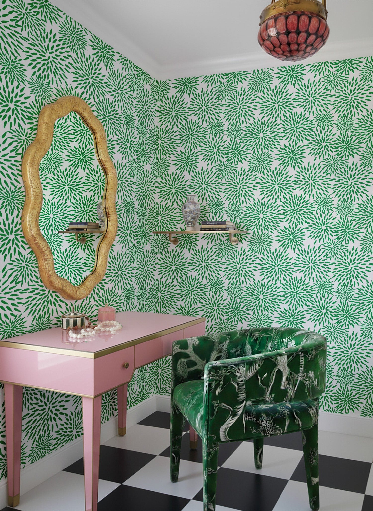Mums The Word Peel and Stick Wallpaper in green color - pattern number KK17014_Green_KH306 - by Katie Kime in the  collection