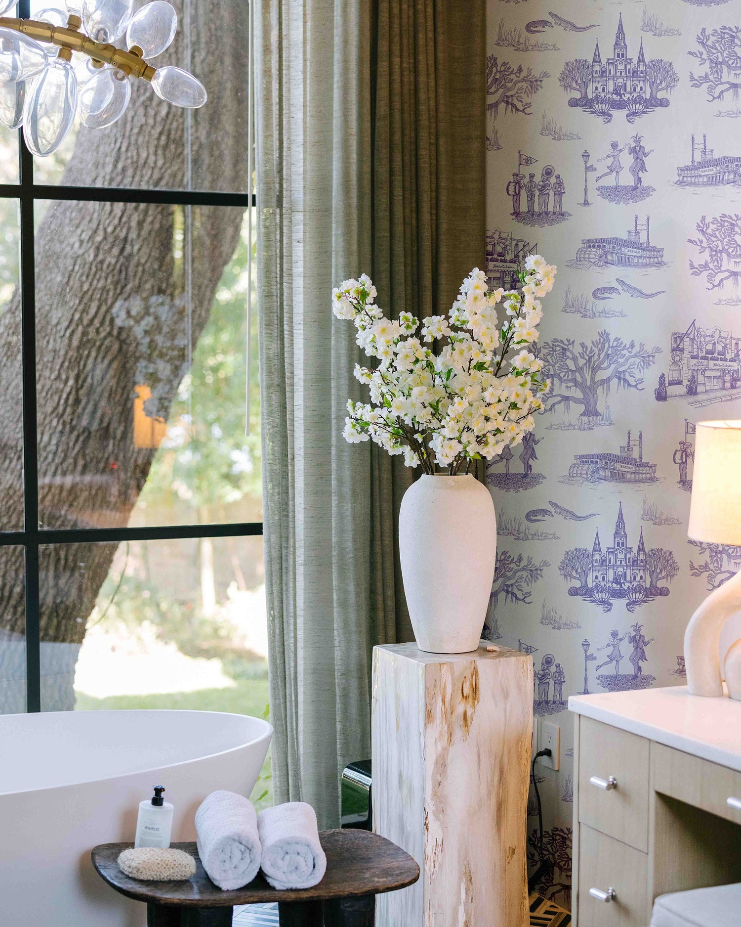 New Orleans Toile Peel and Stick Wallpaper in lavender color - pattern number KK17123_Lavender_KH306 - by Katie Kime in the  collection