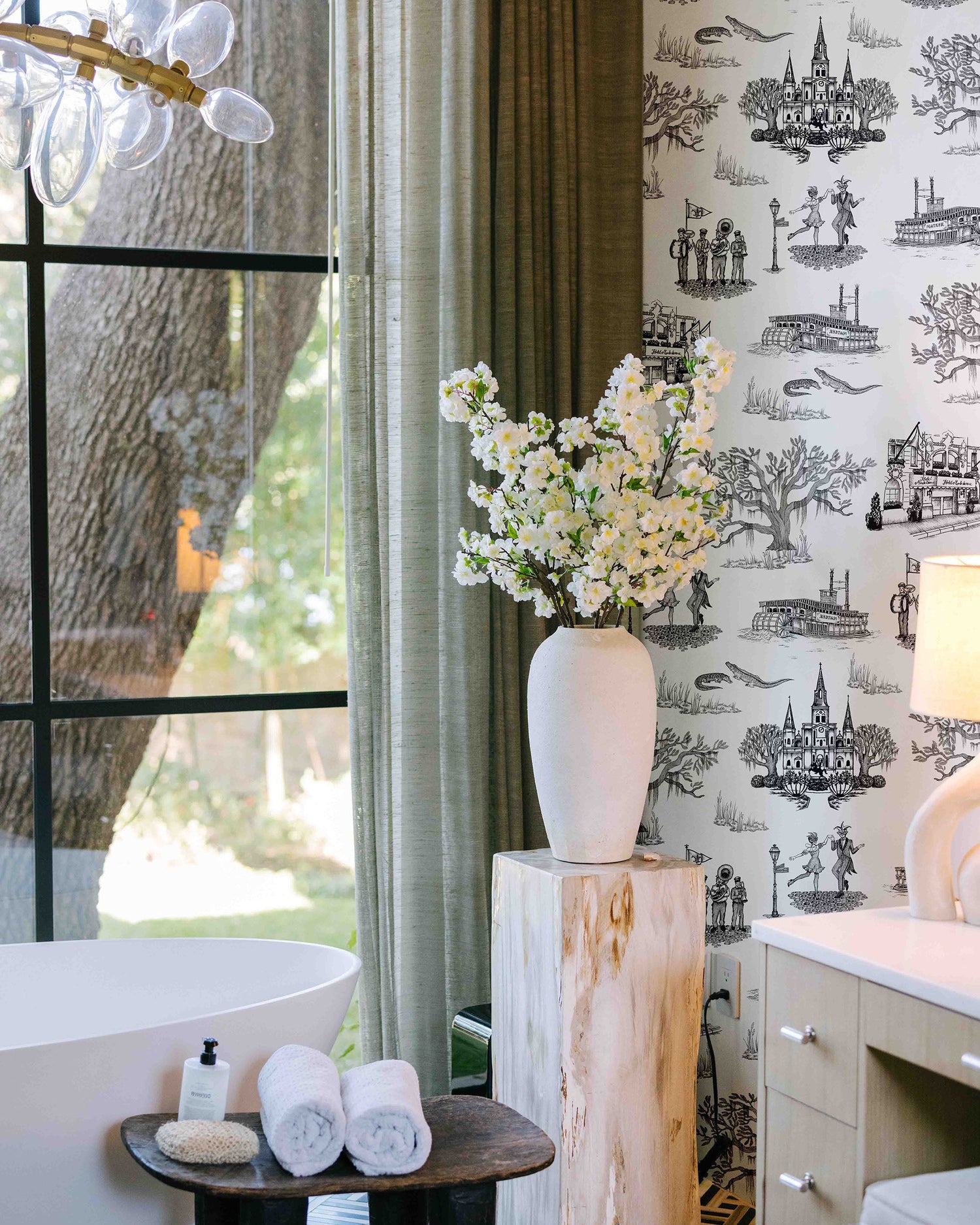 New Orleans Toile Peel and Stick Wallpaper in black color - pattern number KK17123_Black_KH306 - by Katie Kime in the  collection