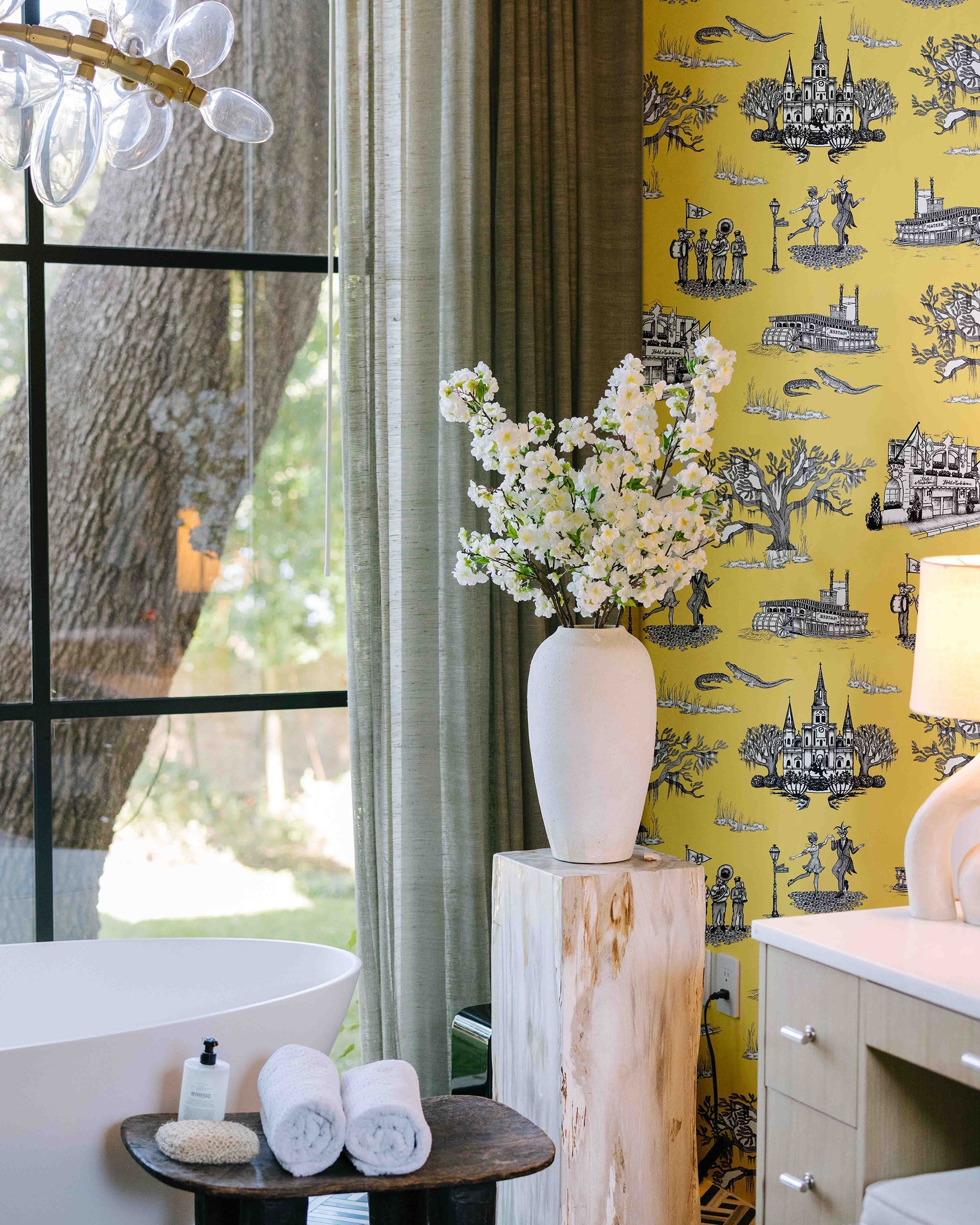 New Orleans Toile Peel and Stick Wallpaper in gold color - pattern number KK17123_Gold_KH306 - by Katie Kime in the  collection